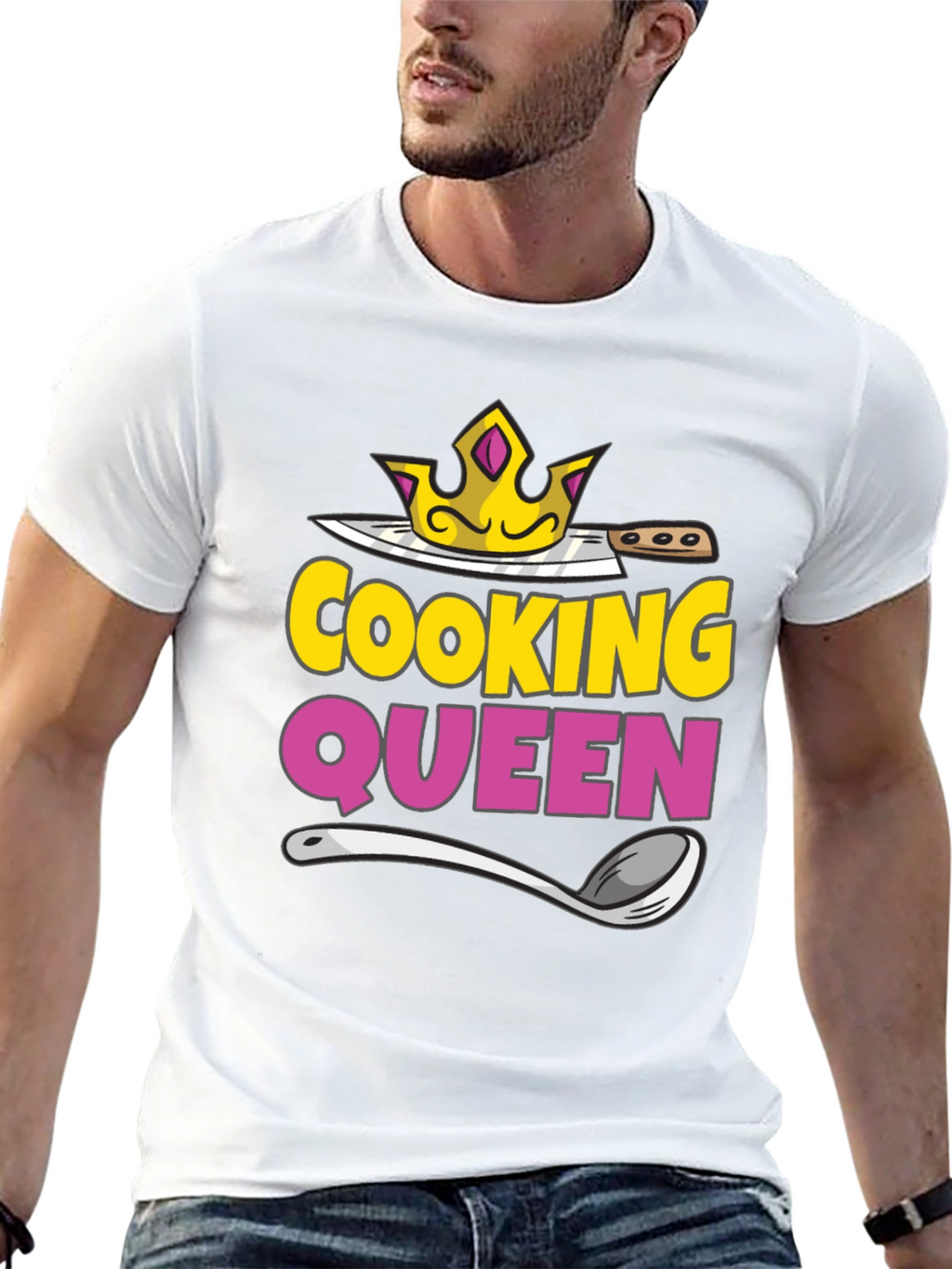 Cooking Queen T-Shirt - Chef Crown Spoon Knife Design