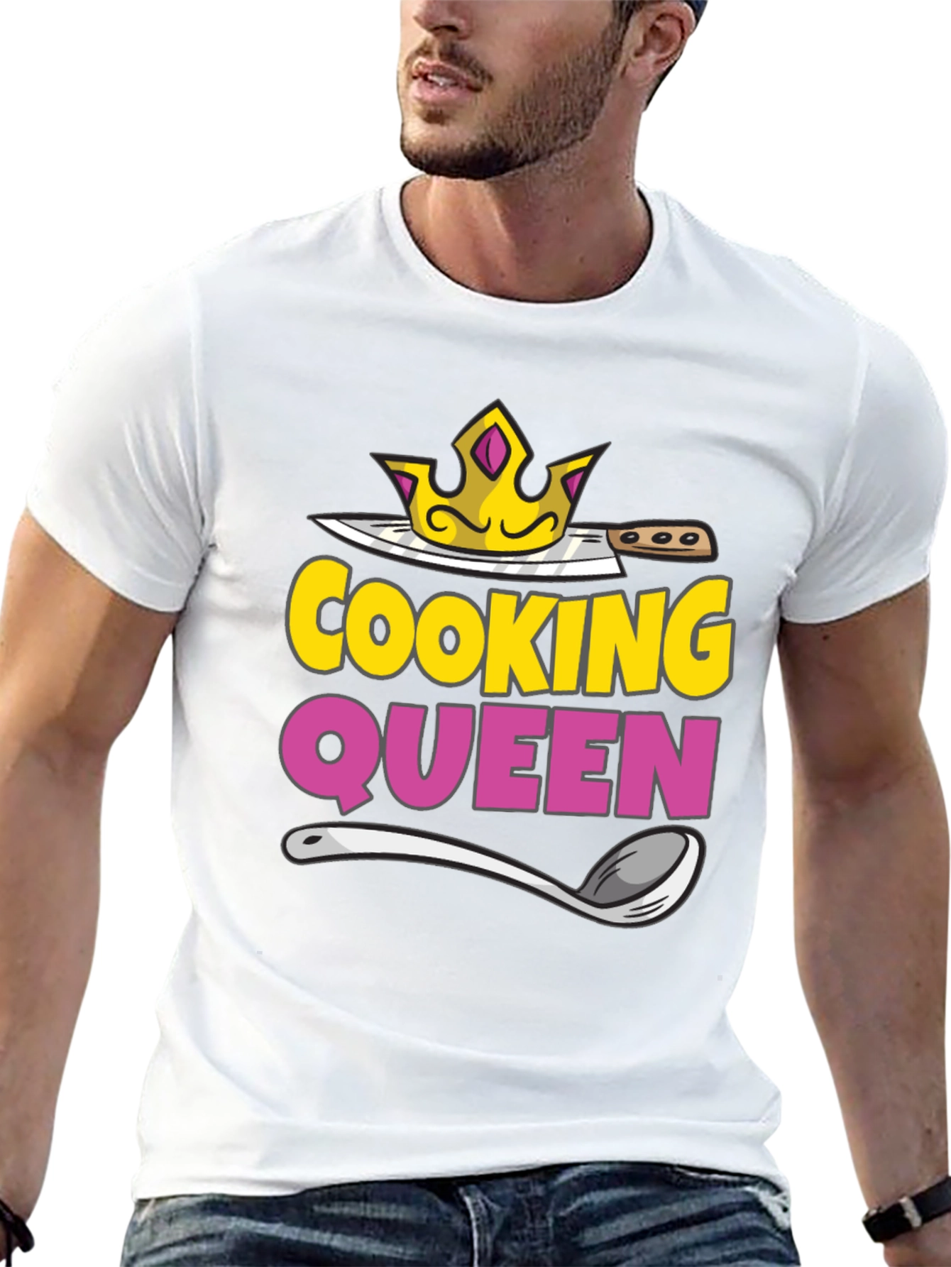 Cooking Queen T-Shirt - Chef Crown Spoon Knife Design