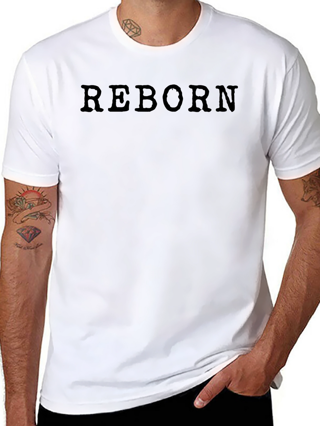 Reborn Mens Black Graphic T-Shirt