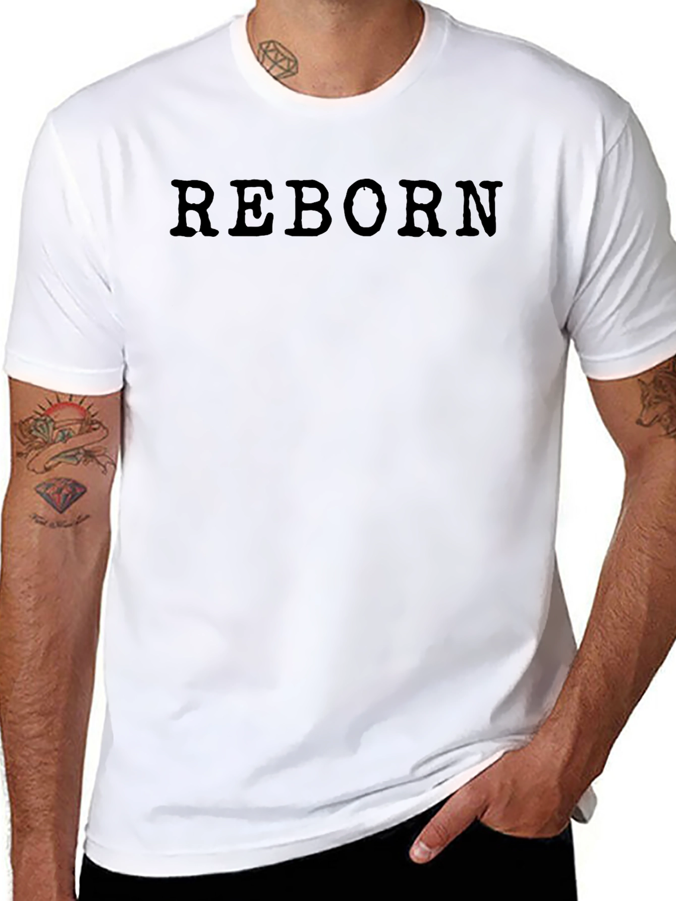 Reborn Mens Black Graphic T-Shirt