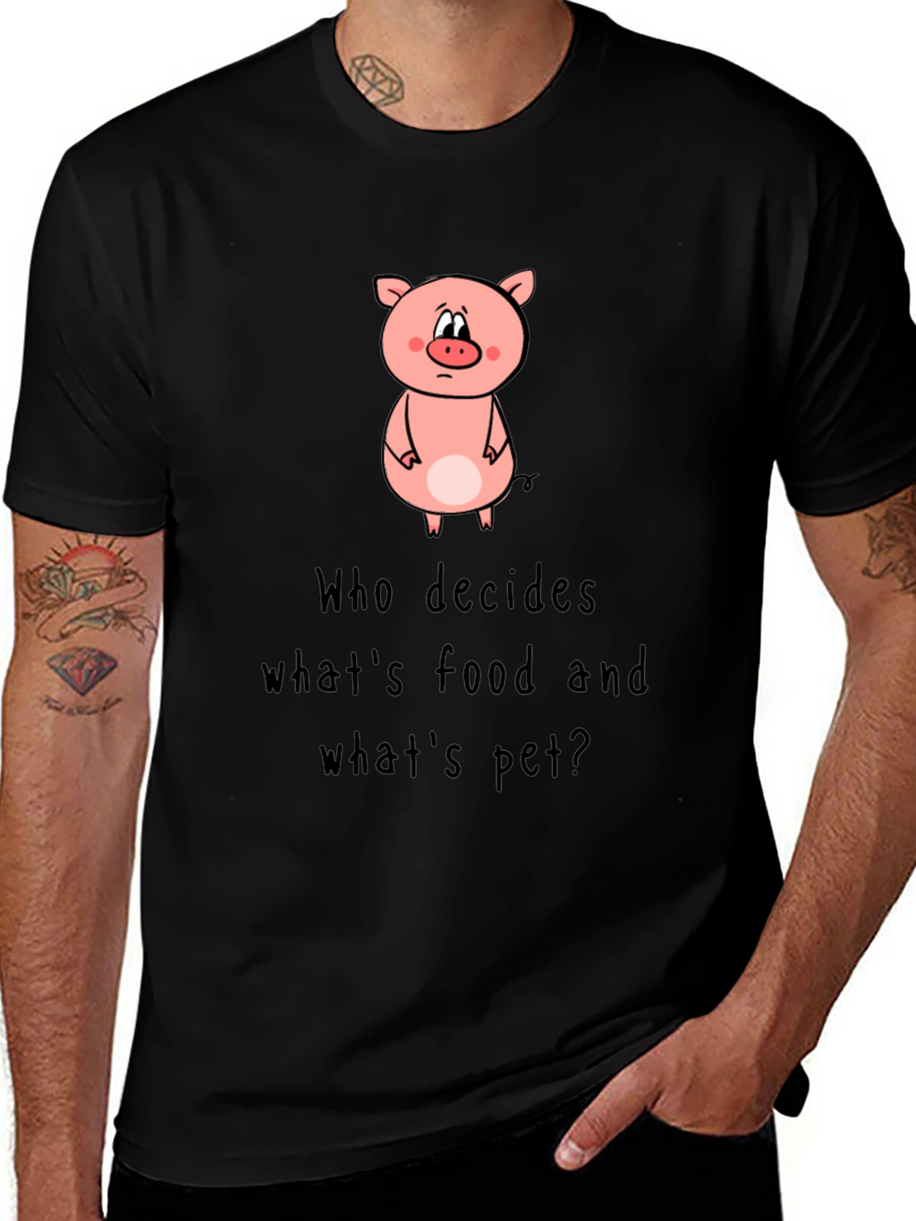 Pig Food or Pet Black Graphic Tee