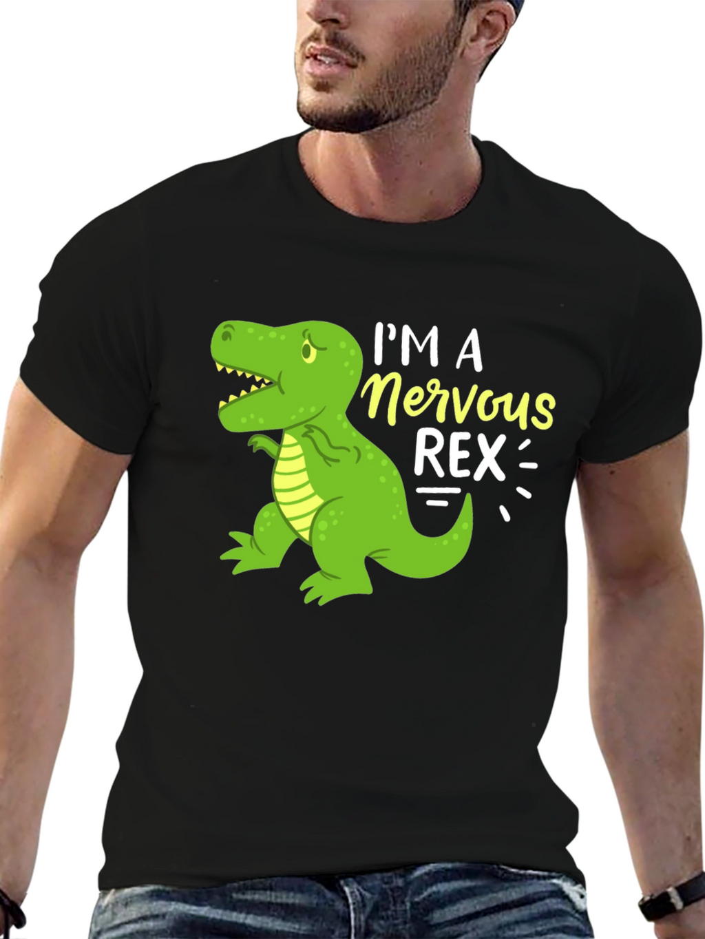 Nervous Rex T-Shirt - Funny Dinosaur Graphic Tee