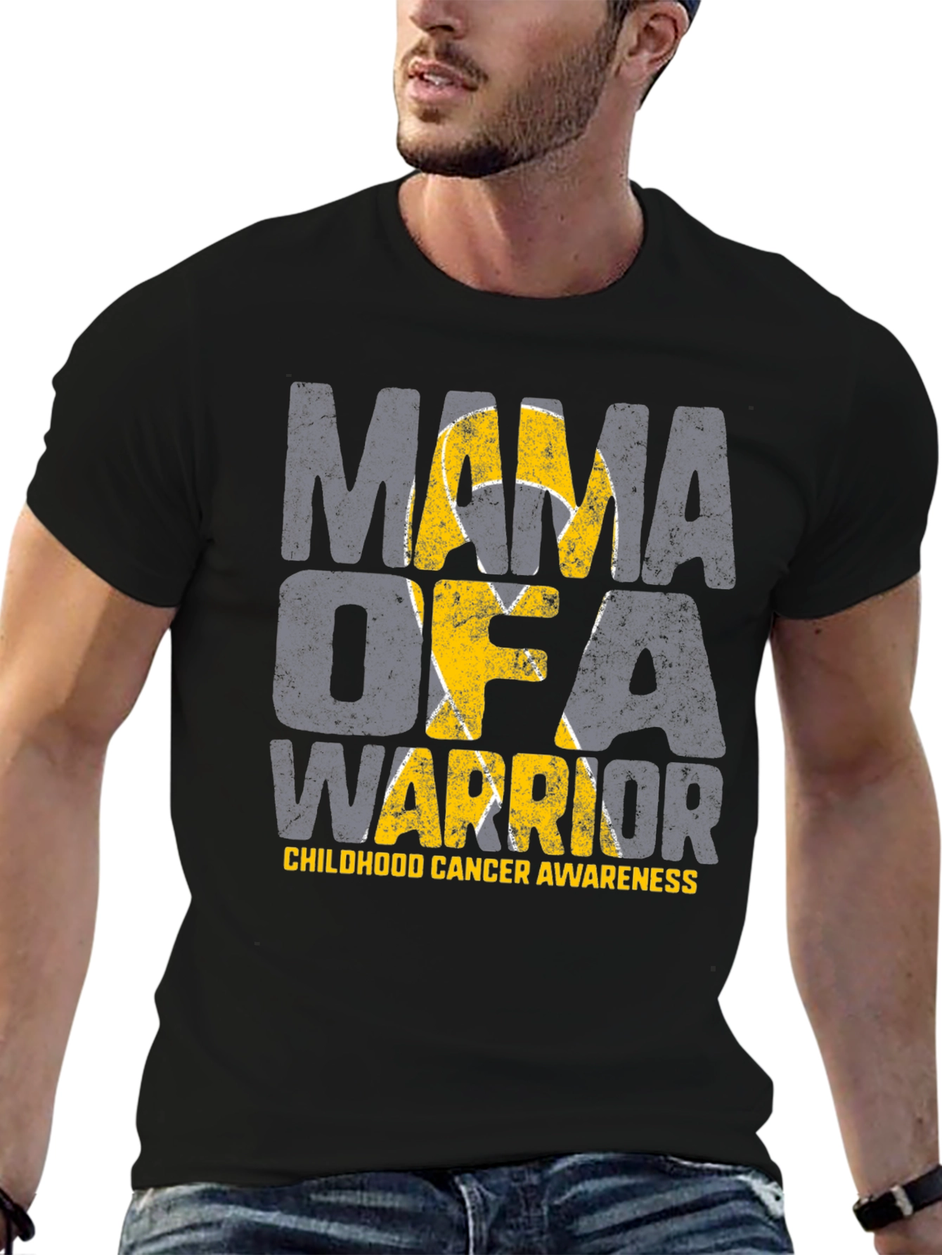 Mama of a Warrior Childhood Cancer Awareness T-Shirt