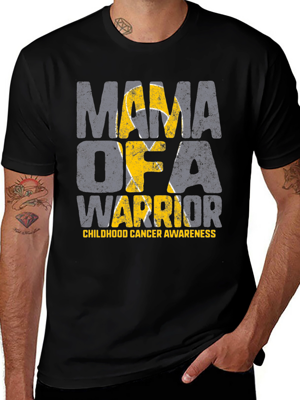 Mama of a Warrior Childhood Cancer Awareness T-Shirt