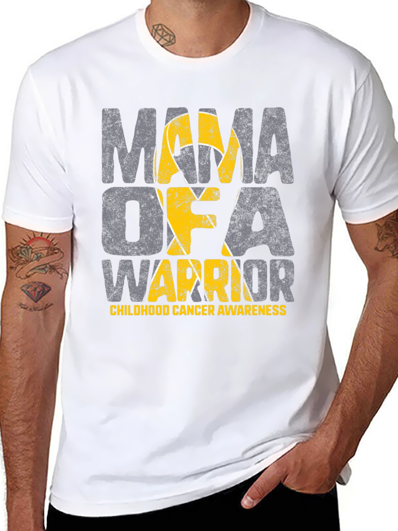 Mama of a Warrior Childhood Cancer Awareness T-Shirt