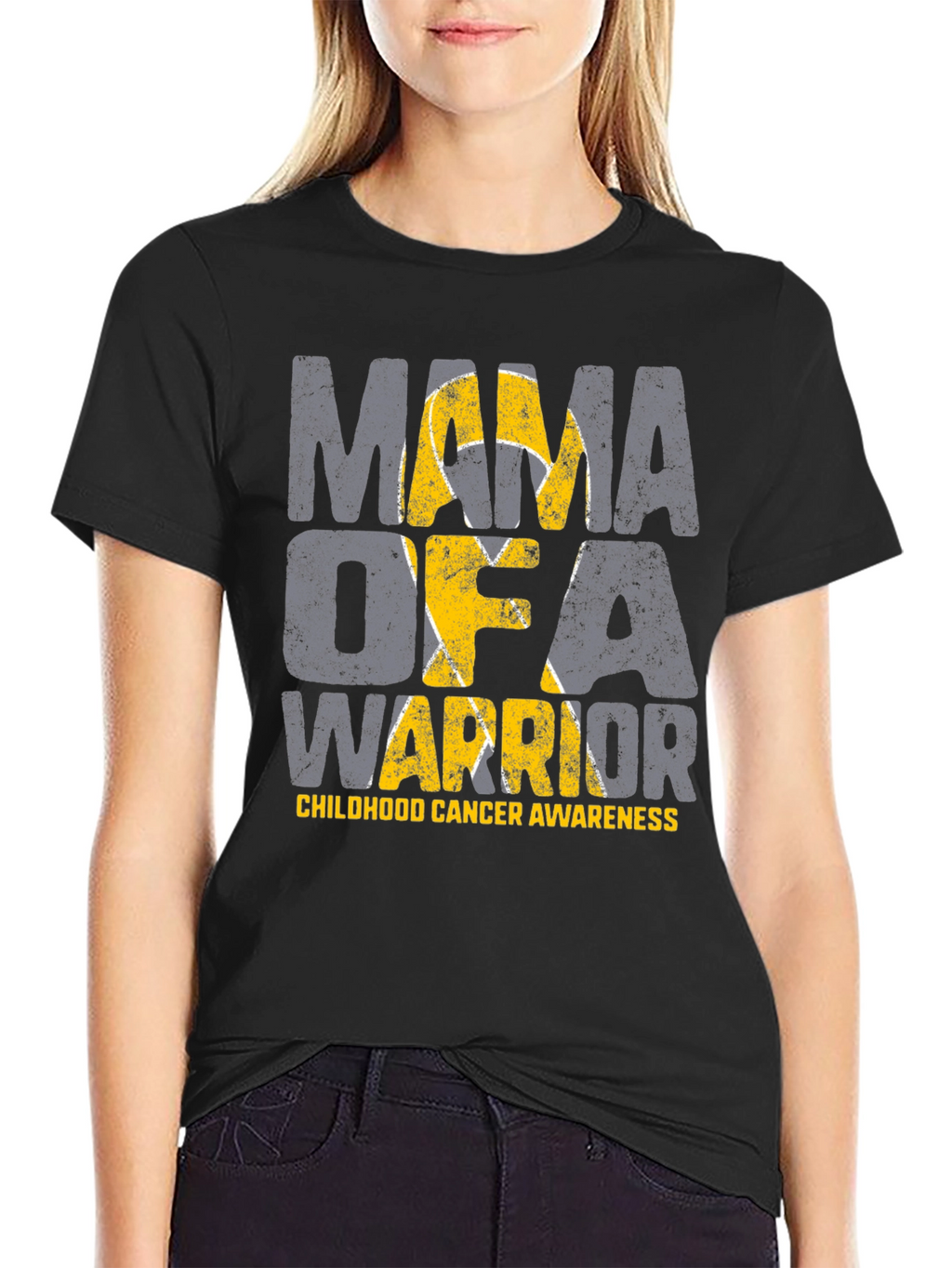 Mama of a Warrior Childhood Cancer Awareness T-Shirt