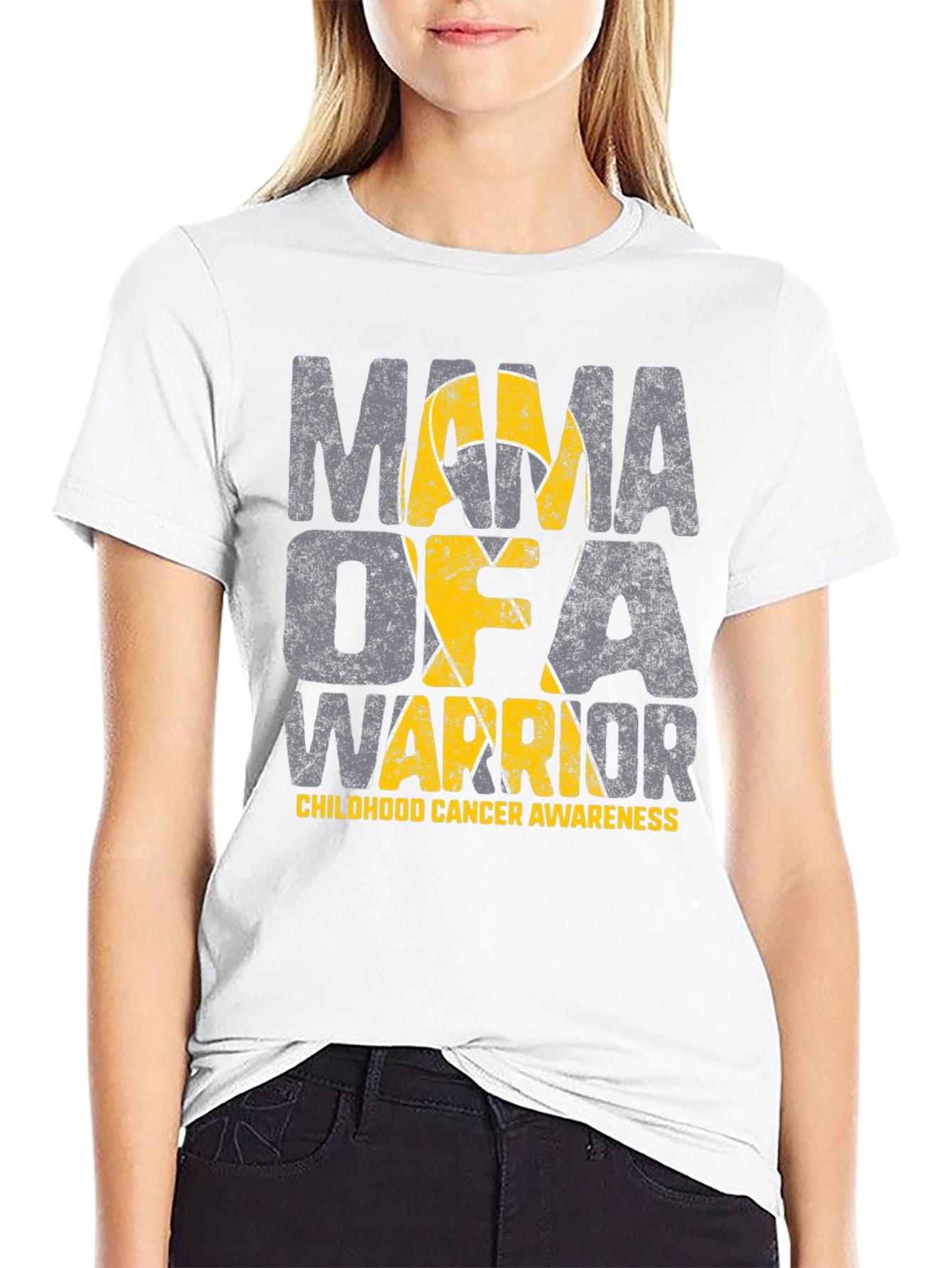 Mama of a Warrior Childhood Cancer Awareness T-Shirt