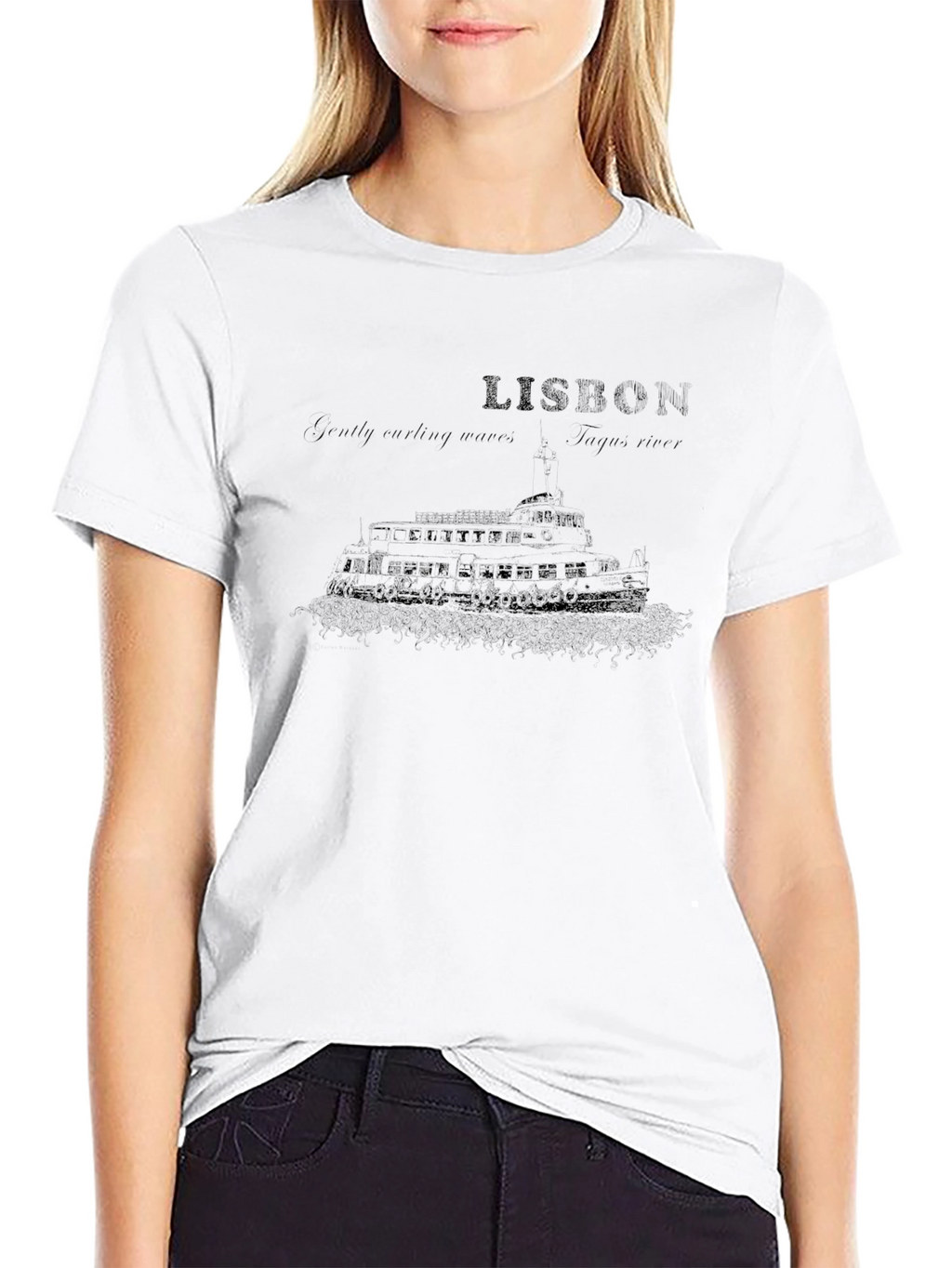 Lisbon Portugal Graphic Tee - Black