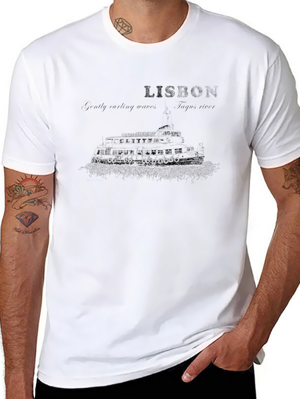 Lisbon Portugal Graphic Tee - Black