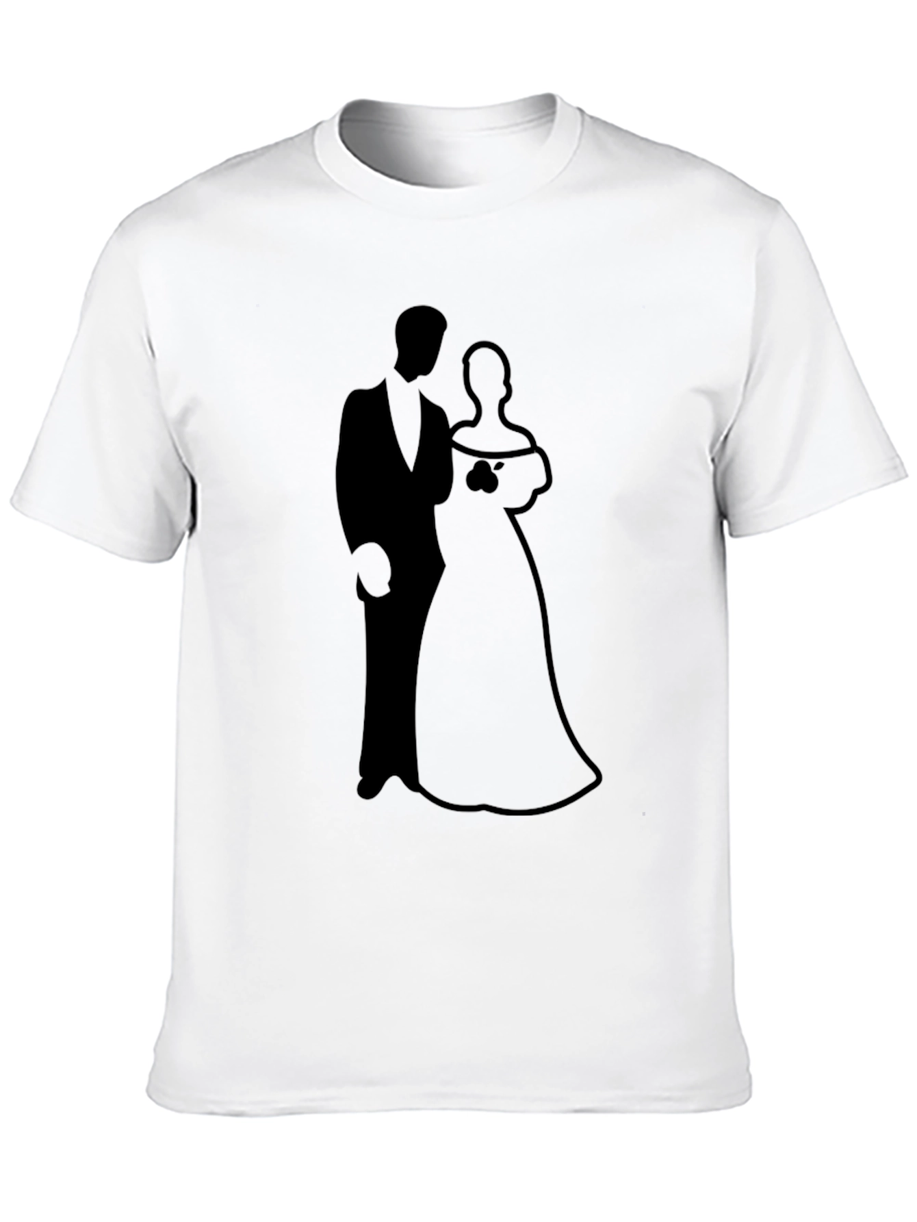 Elegant Bride and Groom Graphic Tee - Black