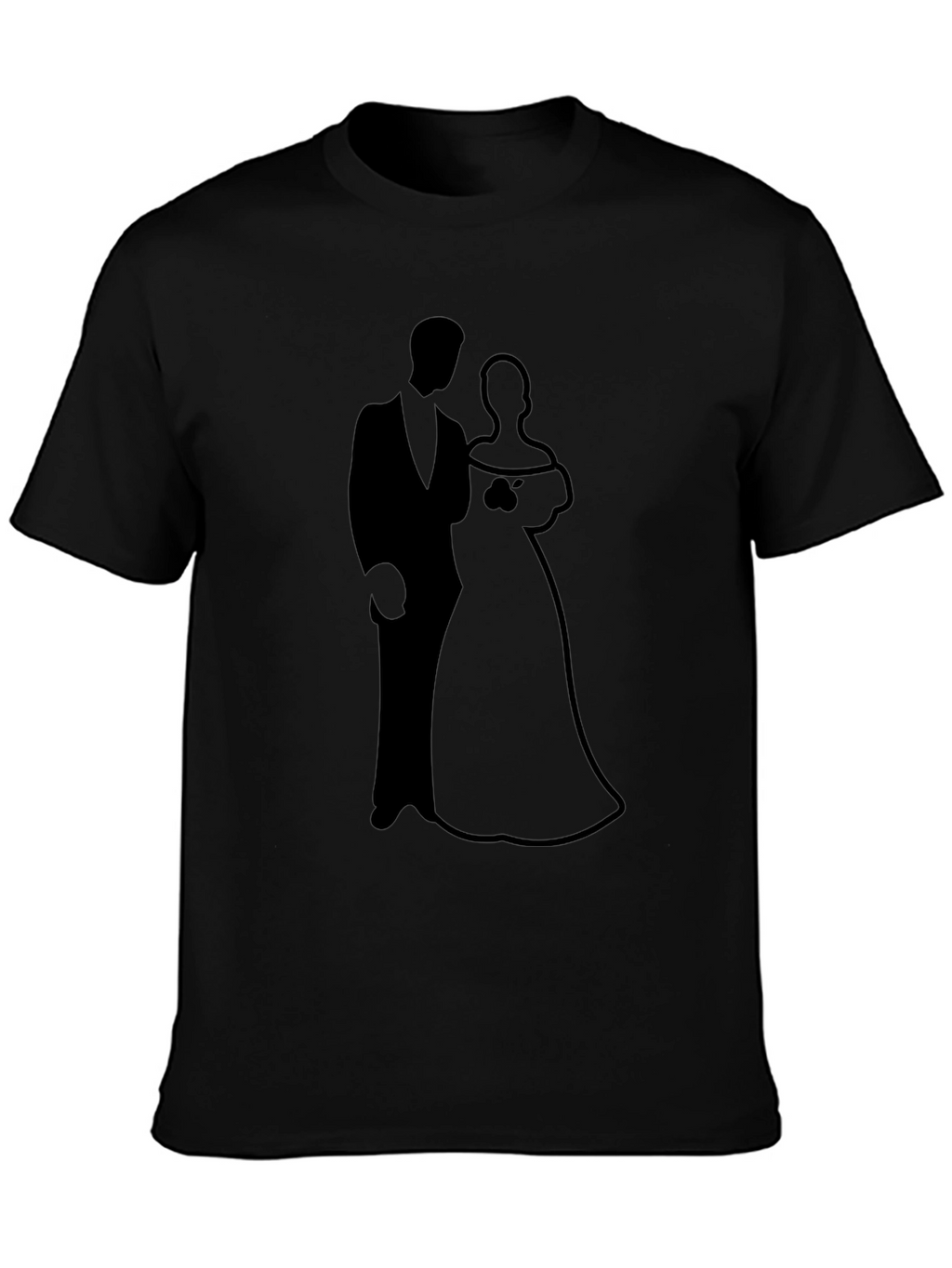 Elegant Bride and Groom Graphic Tee - Black