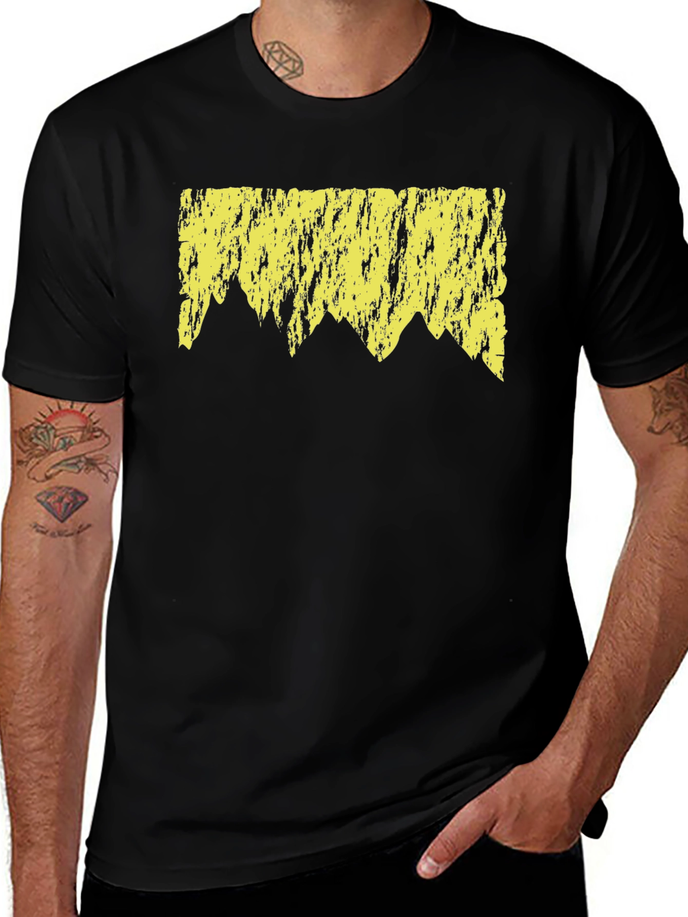 Abstract Mountain Graphic Tee - Black