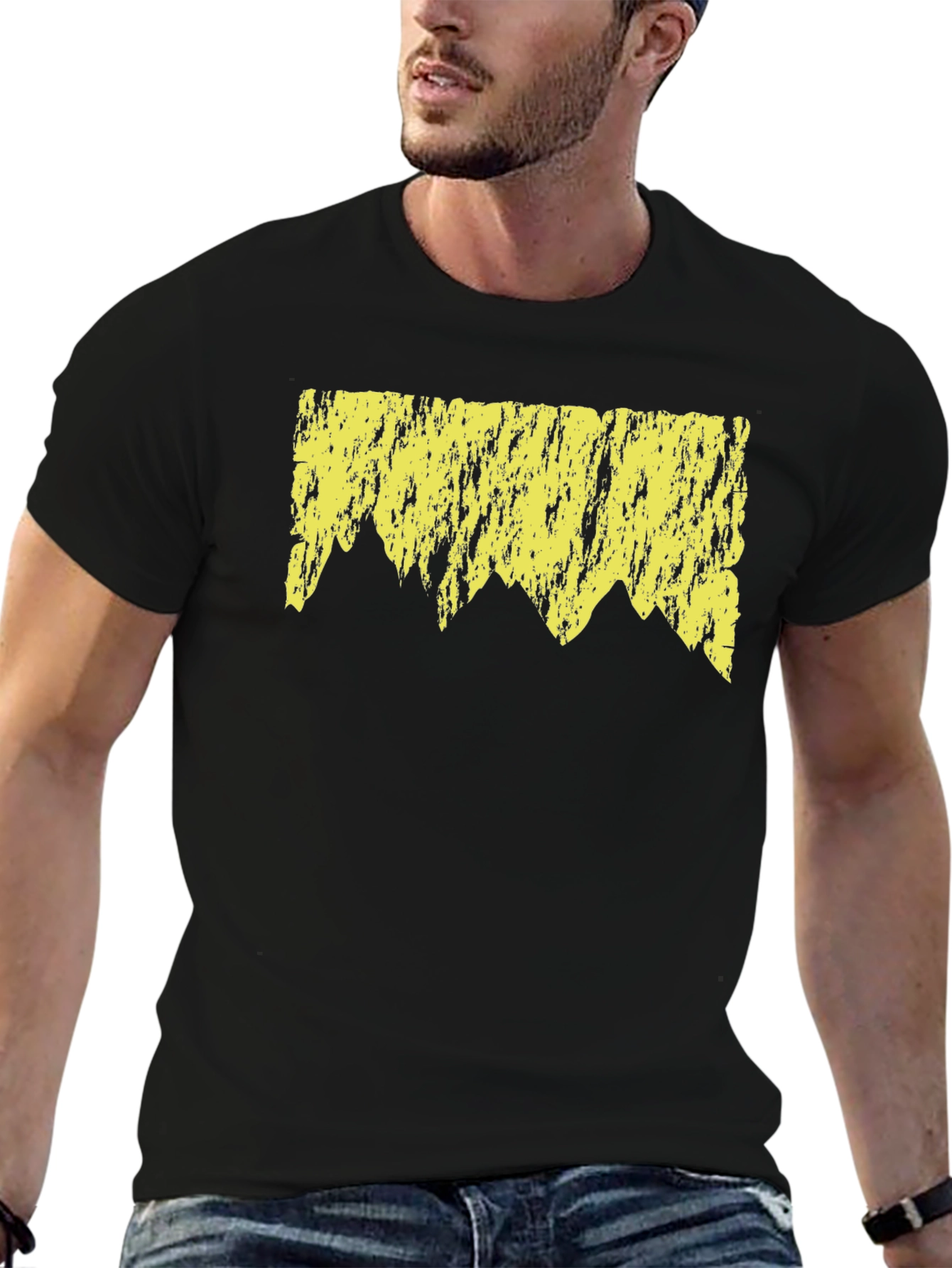 Abstract Mountain Graphic Tee - Black
