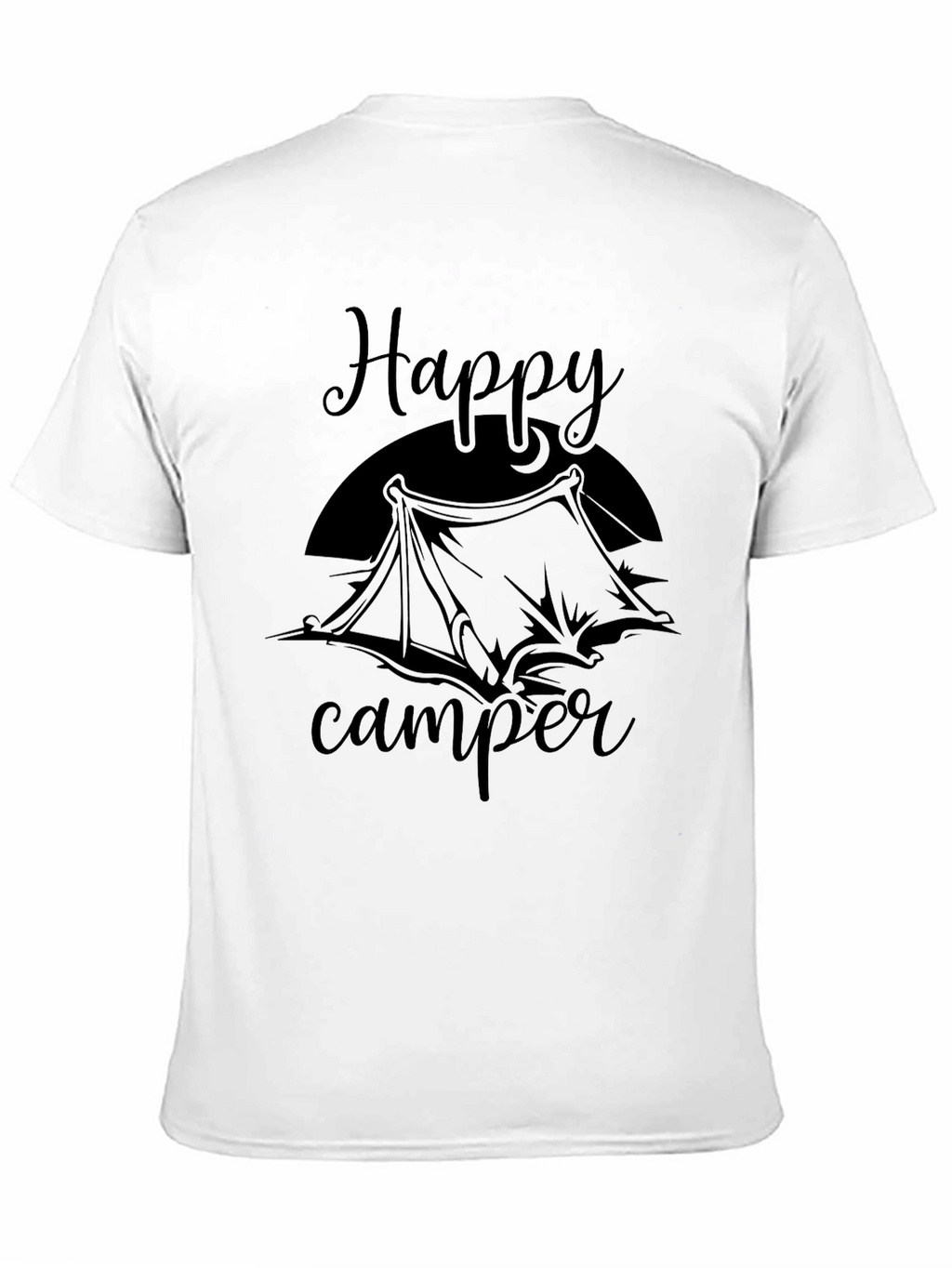 Happy Camper Graphic Tee - Black Cotton T-Shirt