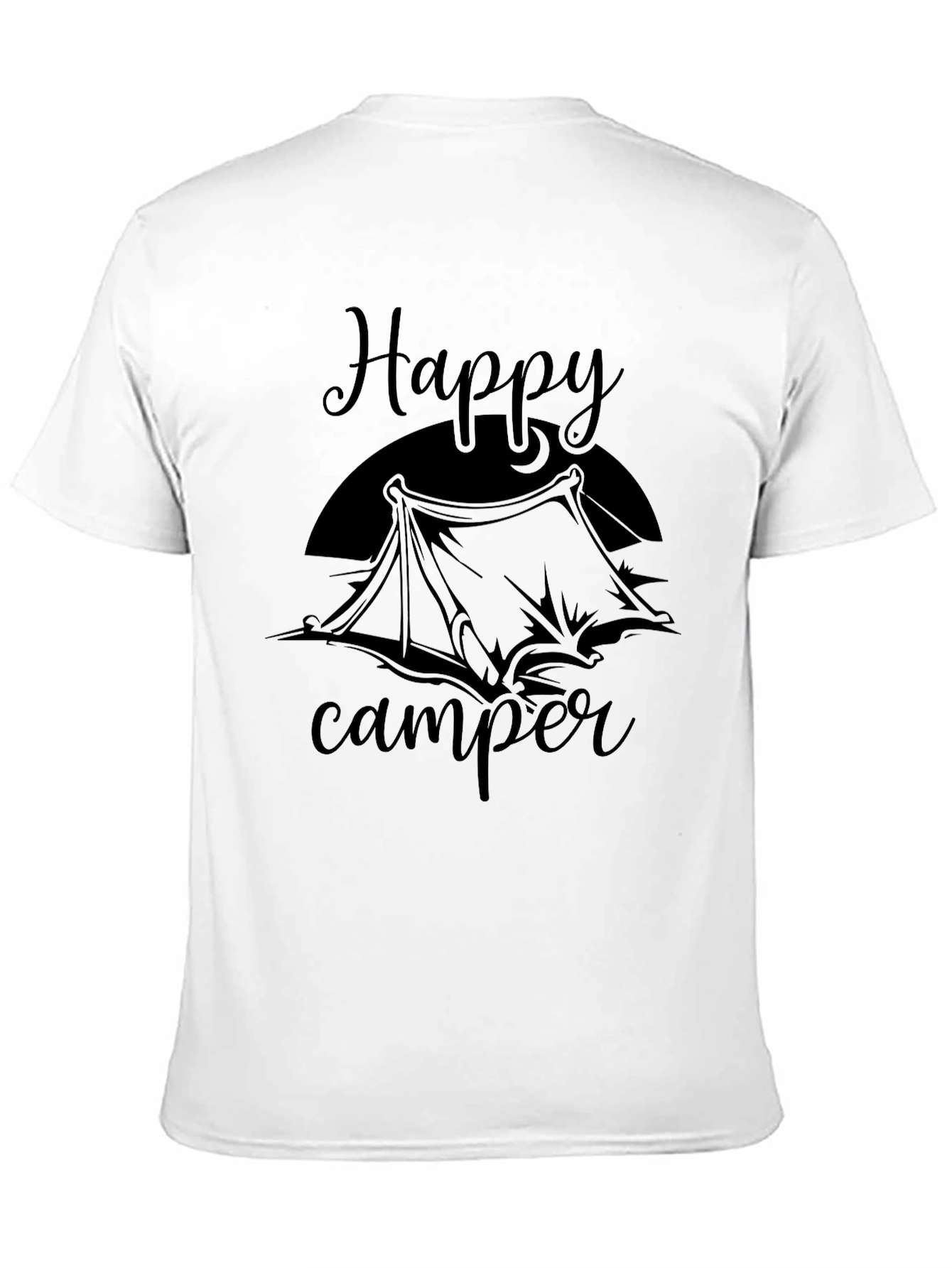 Happy Camper Graphic Tee - Black Cotton T-Shirt