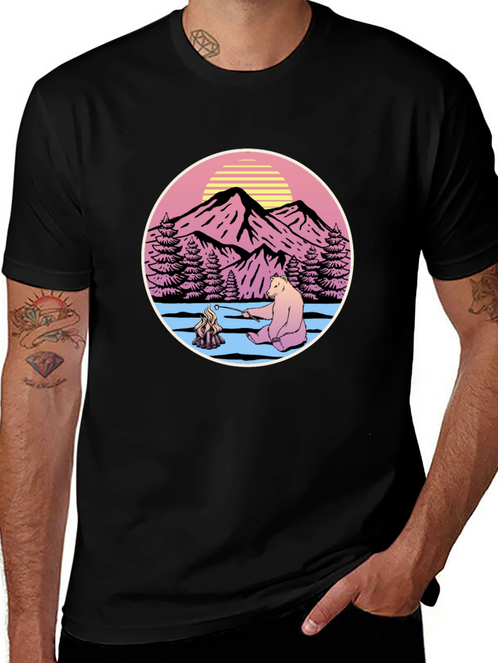Retro Bear Campfire T-Shirt