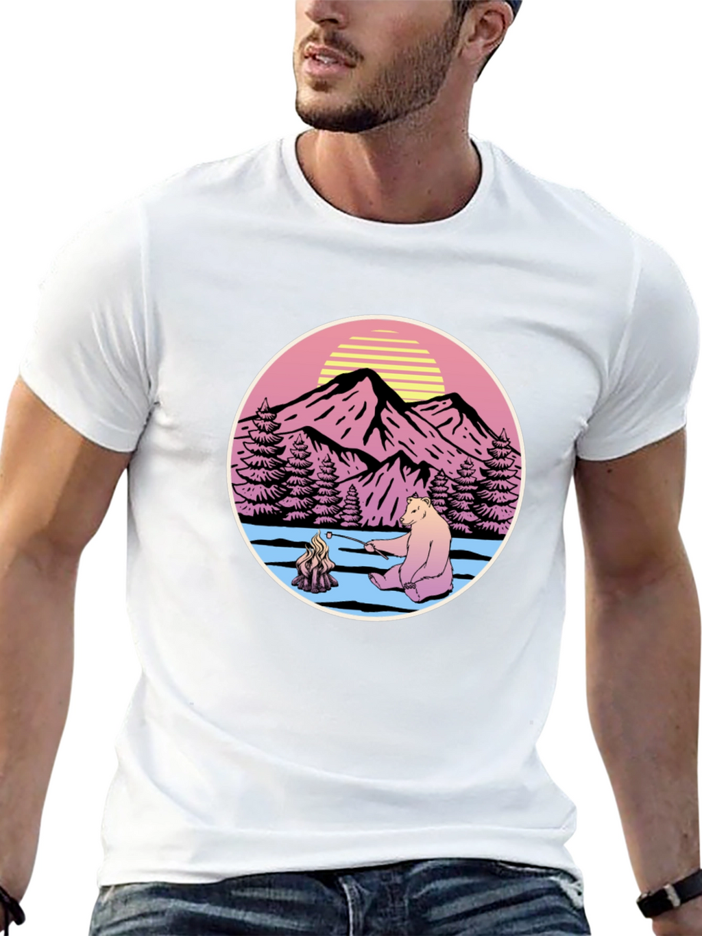 Retro Bear Campfire T-Shirt