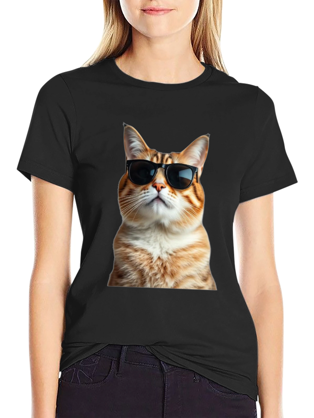 Cool Cat T-Shirt - Black Cotton Tee