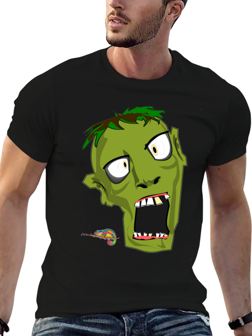 Zombie Graphic Print T-Shirt - Mens Black Tee