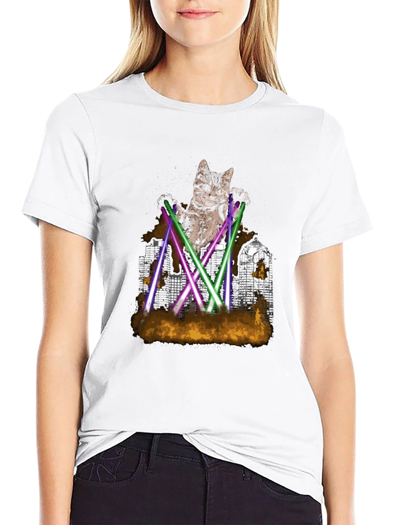 Laser Cat T-Shirt - Urban Cat Graphic Tee