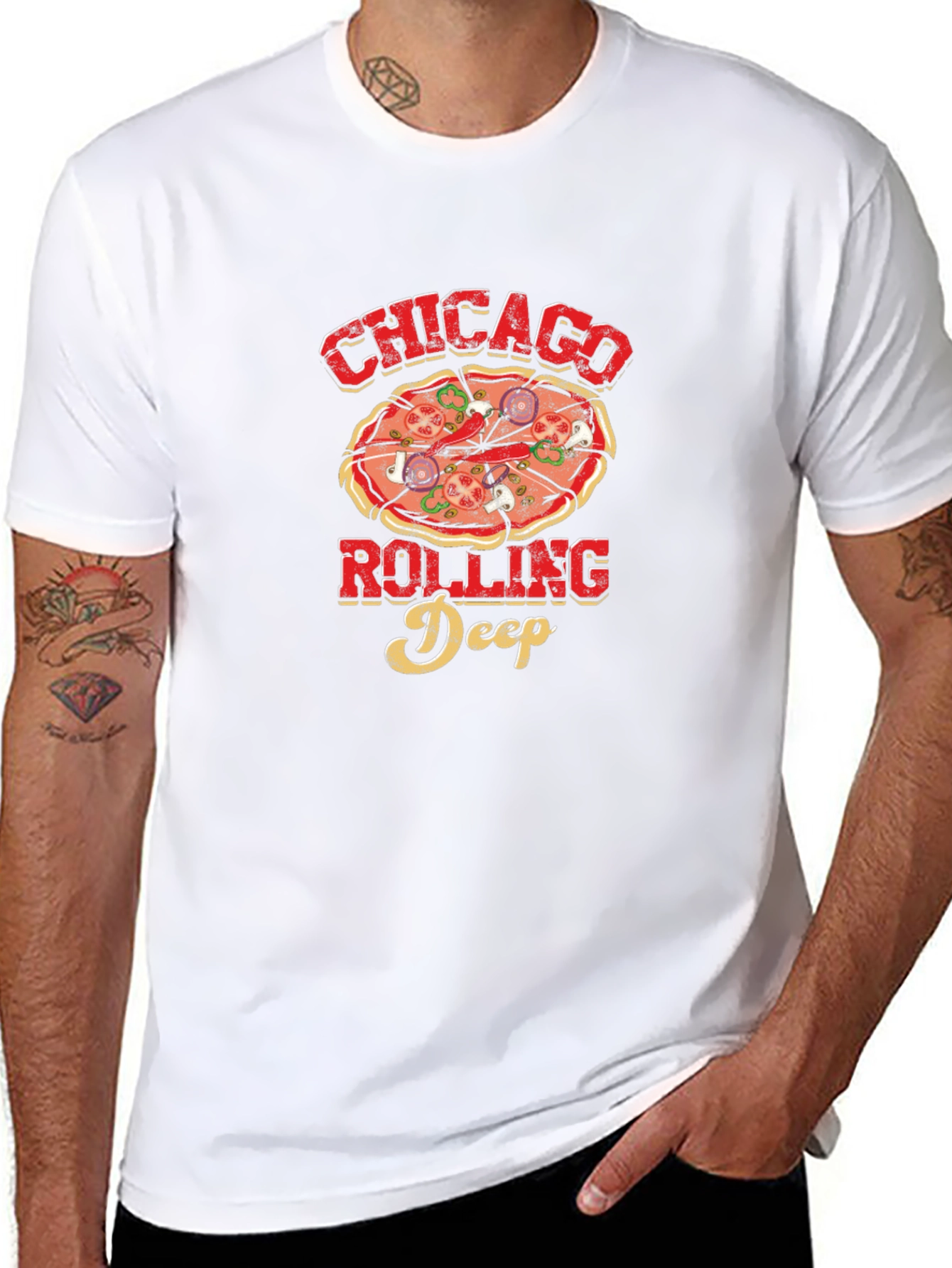Chicago Rolling Deep Pizza Graphic T-Shirt