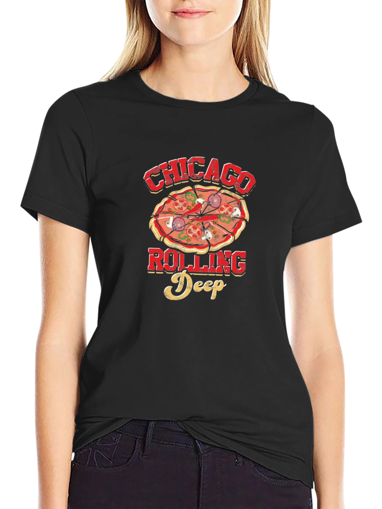 Chicago Rolling Deep Pizza Graphic T-Shirt