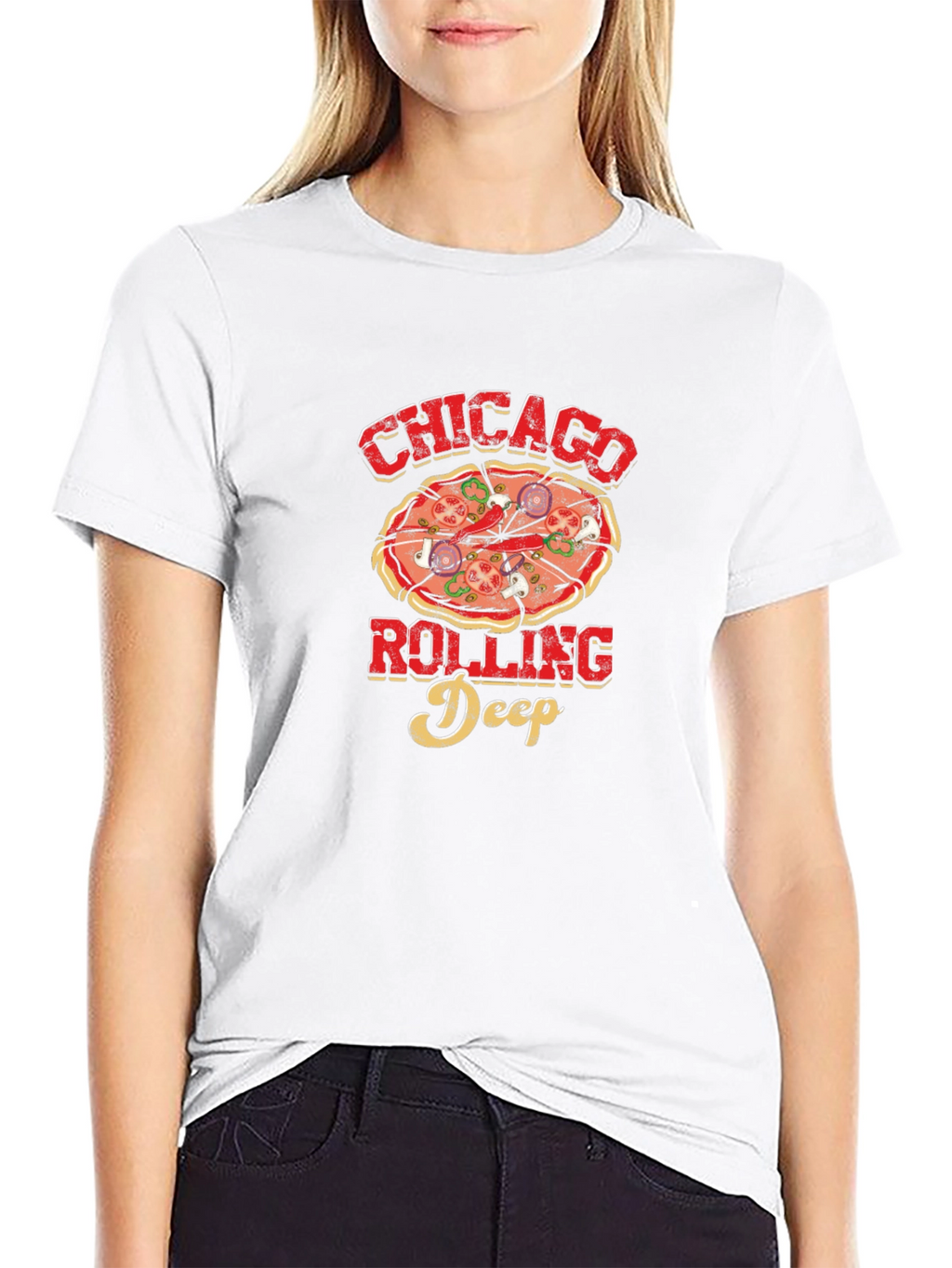 Chicago Rolling Deep Pizza Graphic T-Shirt