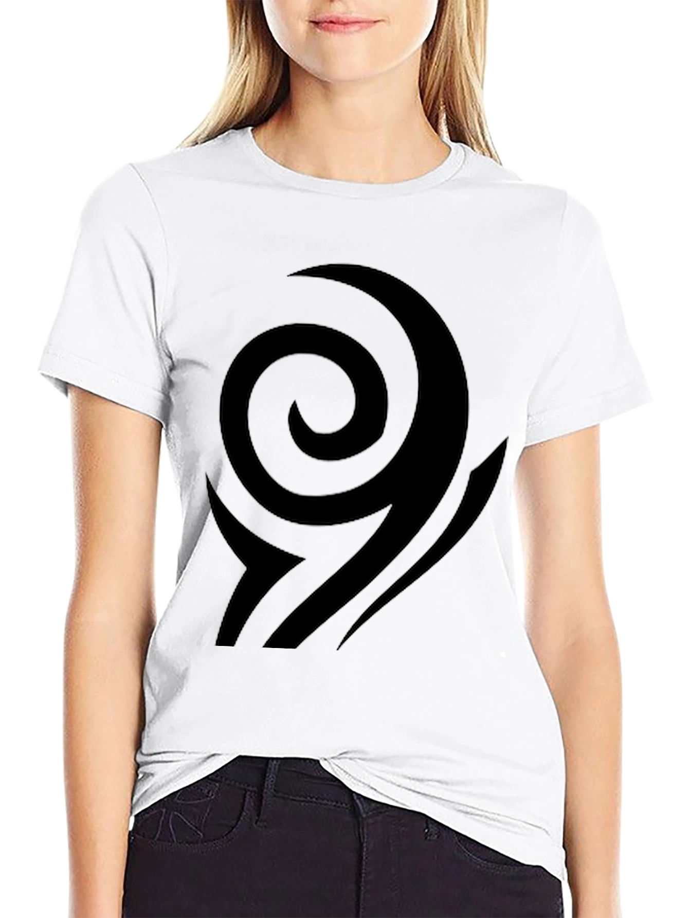 Black T-Shirt with Abstract Swirl Design