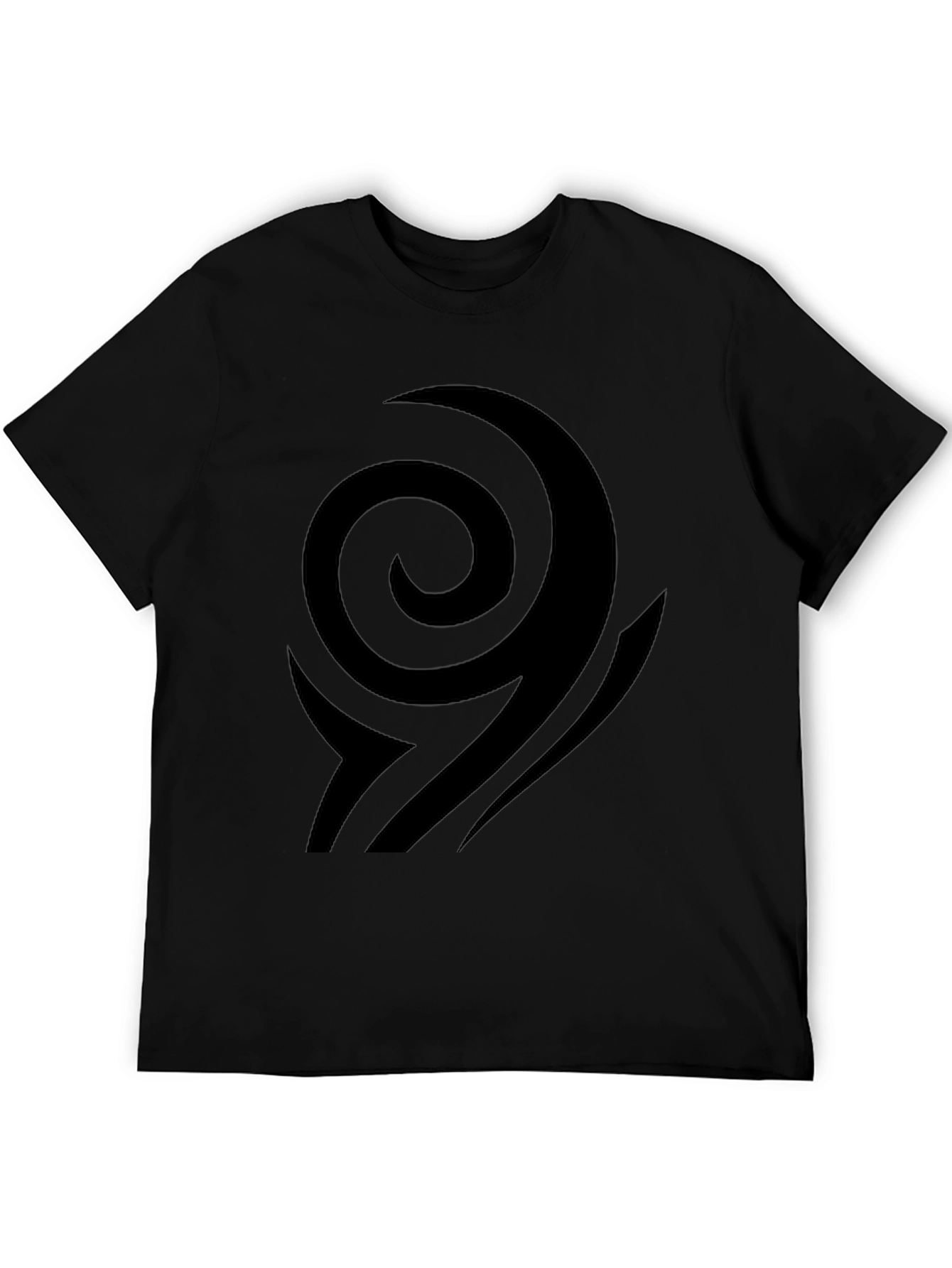 Black T-Shirt with Abstract Swirl Design
