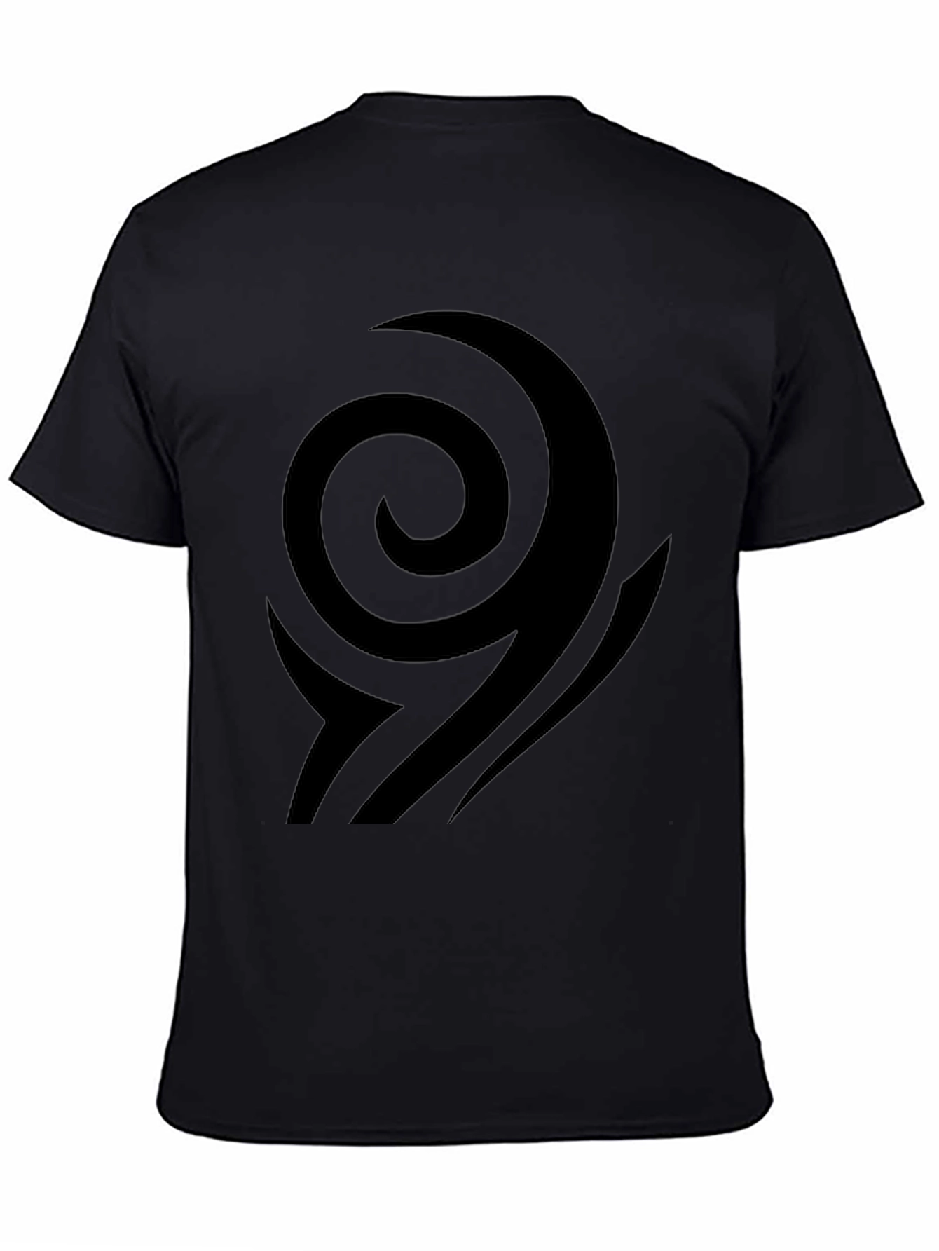 Black T-Shirt with Abstract Swirl Design