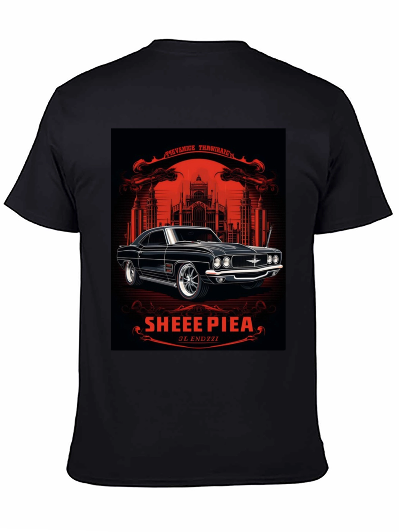 Classic Car Graphic Tee - Sheee Piea Black T-Shirt