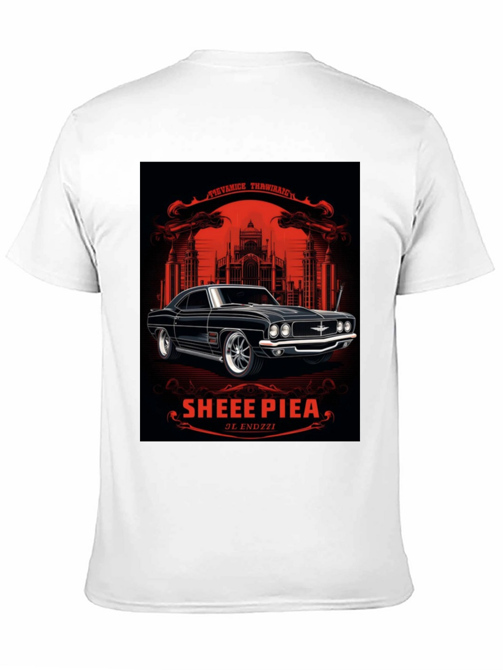 Classic Car Graphic Tee - Sheee Piea Black T-Shirt