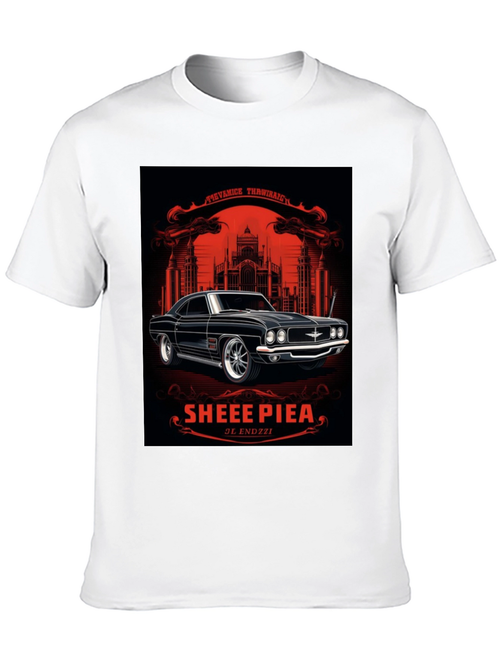 Classic Car Graphic Tee - Sheee Piea Black T-Shirt