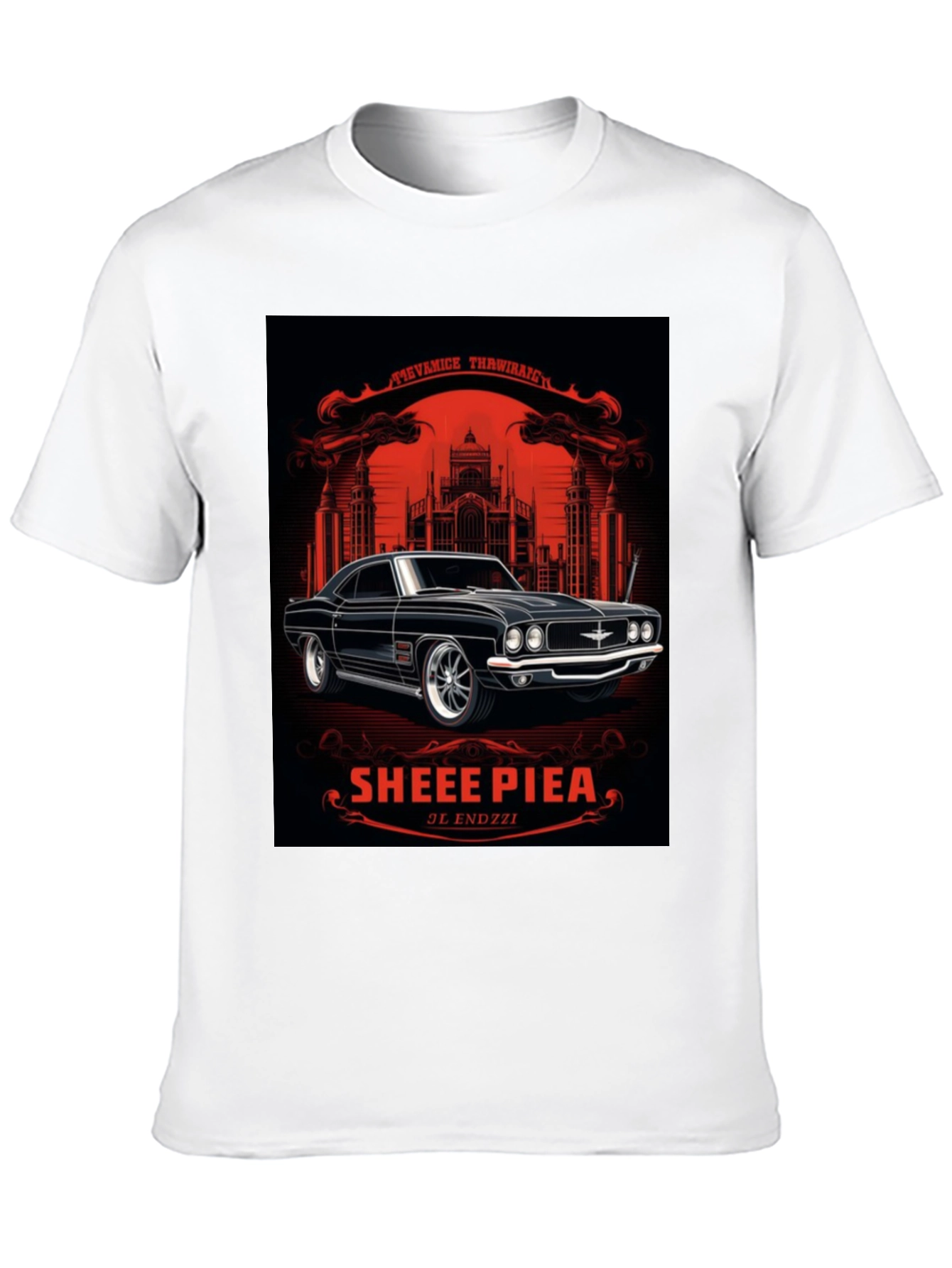 Classic Car Graphic Tee - Sheee Piea Black T-Shirt