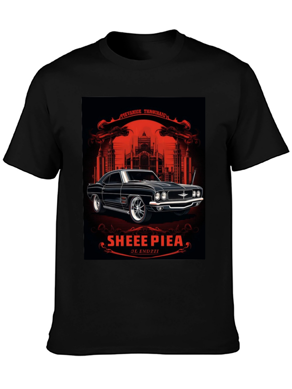 Classic Car Graphic Tee - Sheee Piea Black T-Shirt