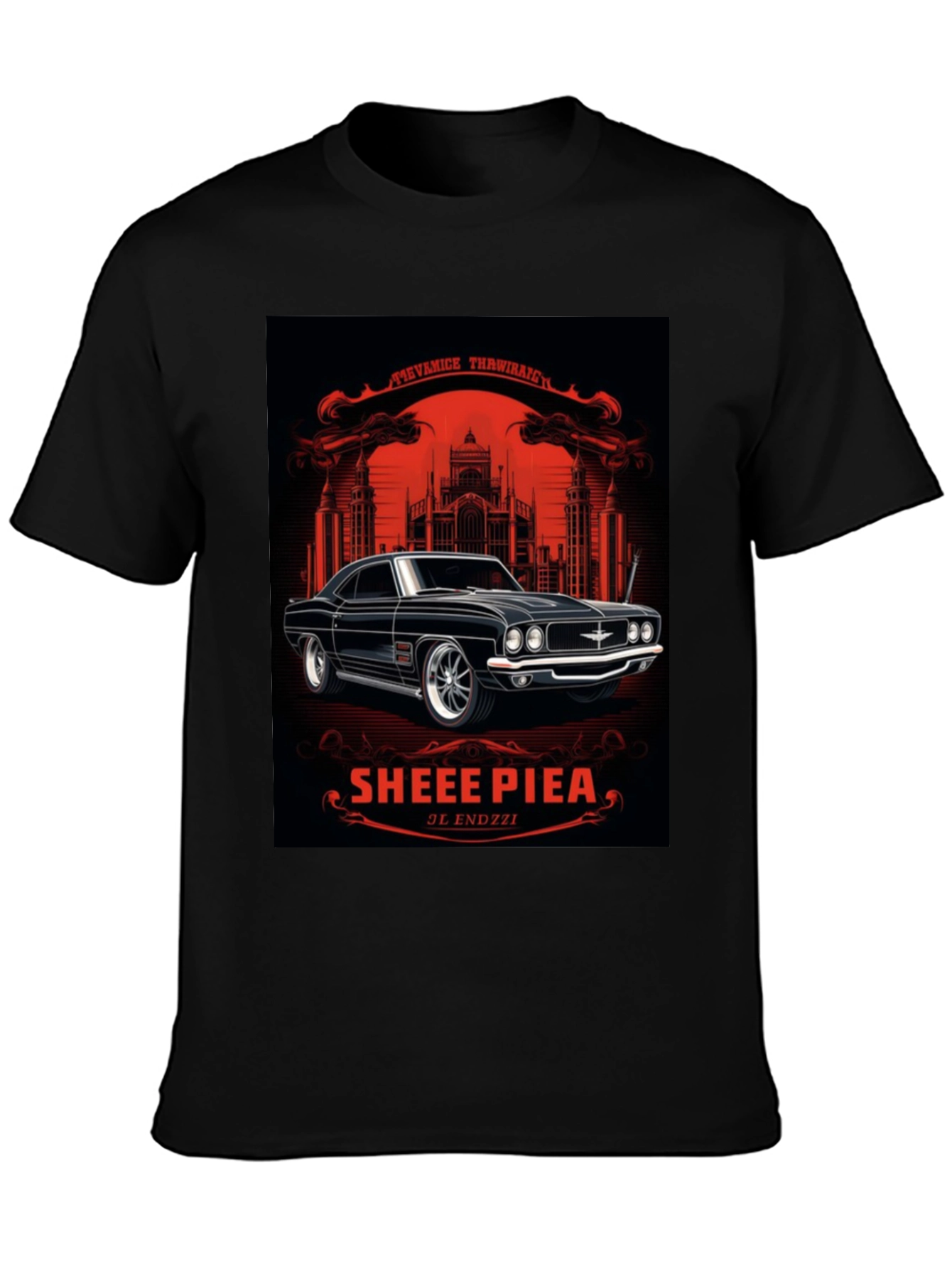Classic Car Graphic Tee - Sheee Piea Black T-Shirt