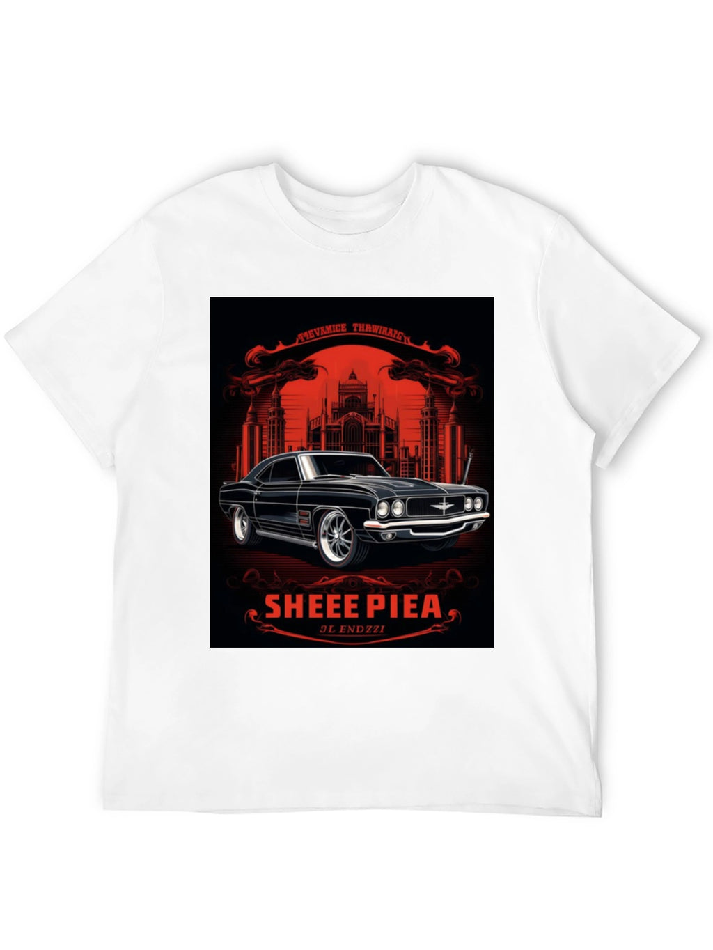 Classic Car Graphic Tee - Sheee Piea Black T-Shirt