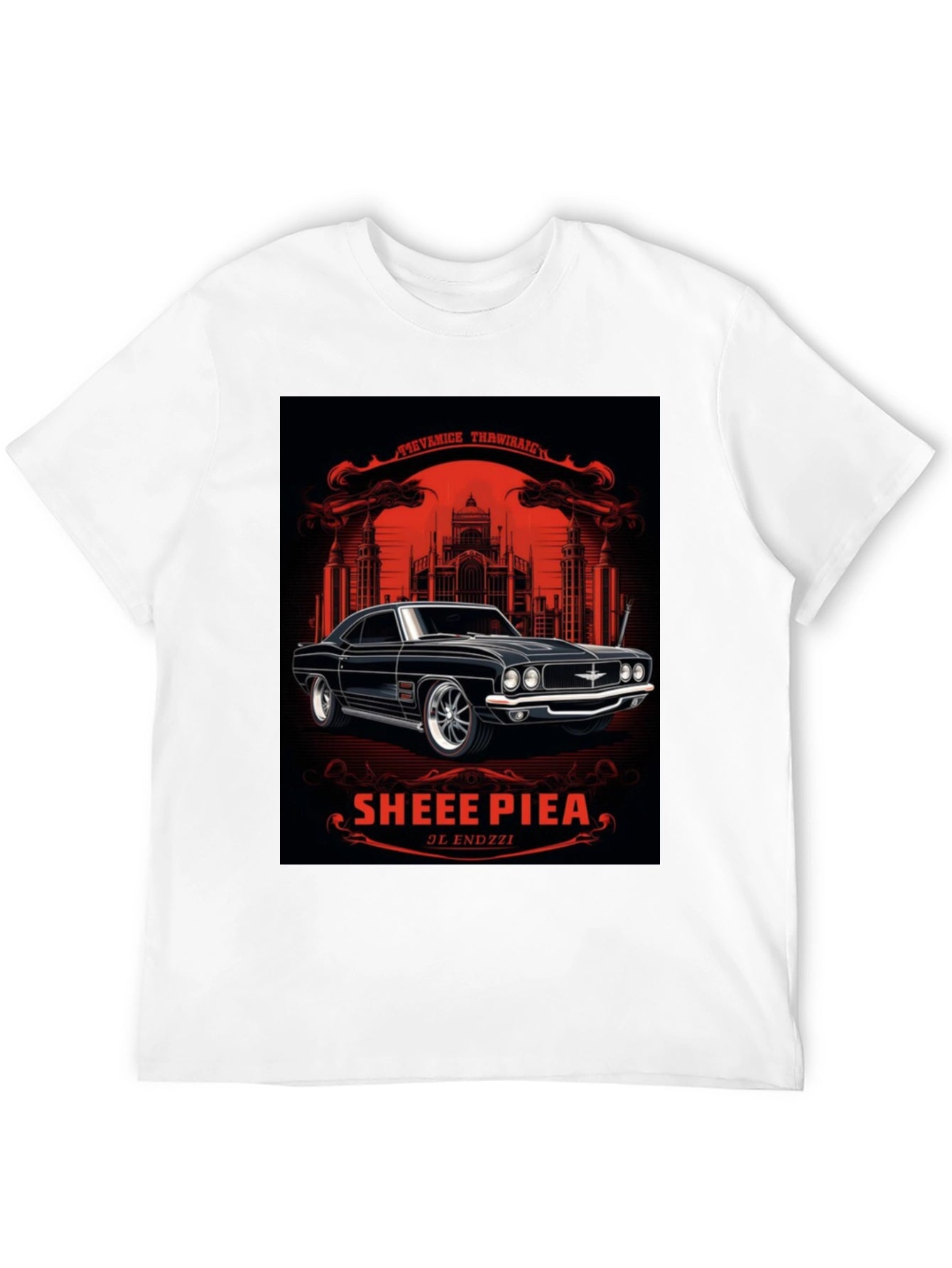 Classic Car Graphic Tee - Sheee Piea Black T-Shirt