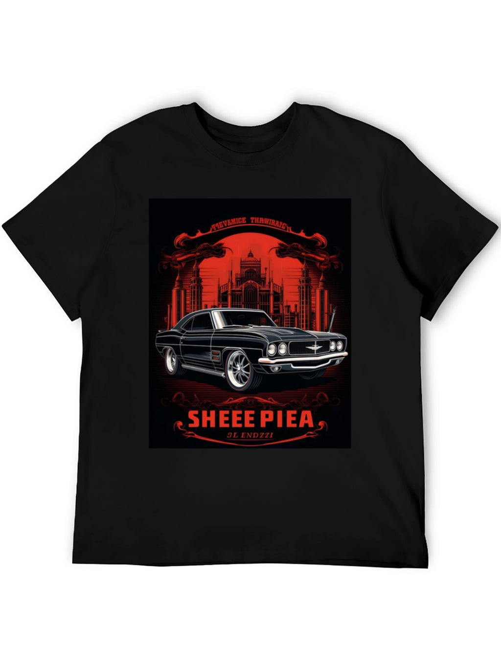 Classic Car Graphic Tee - Sheee Piea Black T-Shirt