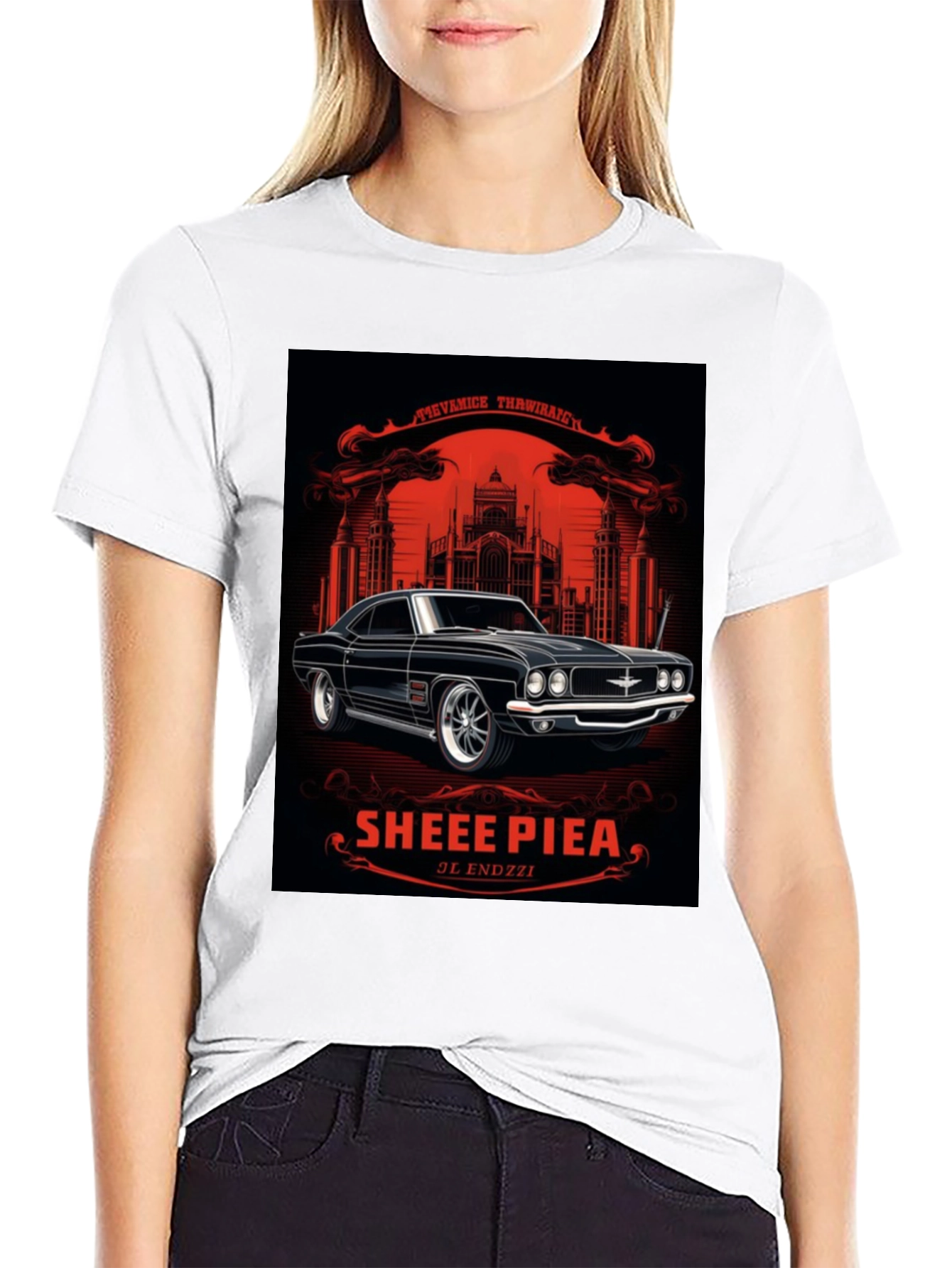 Classic Car Graphic Tee - Sheee Piea Black T-Shirt