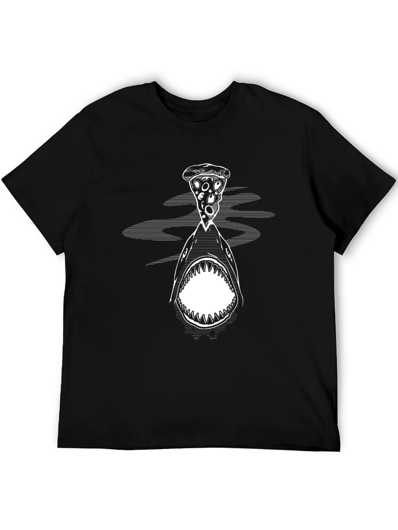 Pizza Shark Graphic Tee - Black Cotton T-Shirt