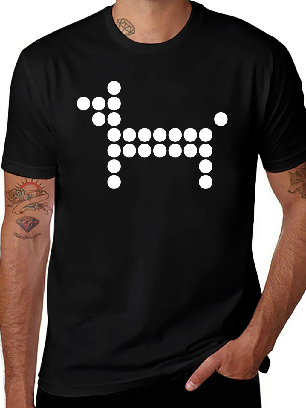 Pixel Dog Graphic Black T-Shirt