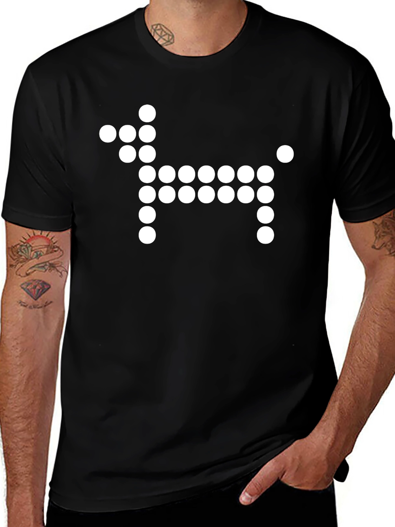 Pixel Dog Graphic Black T-Shirt