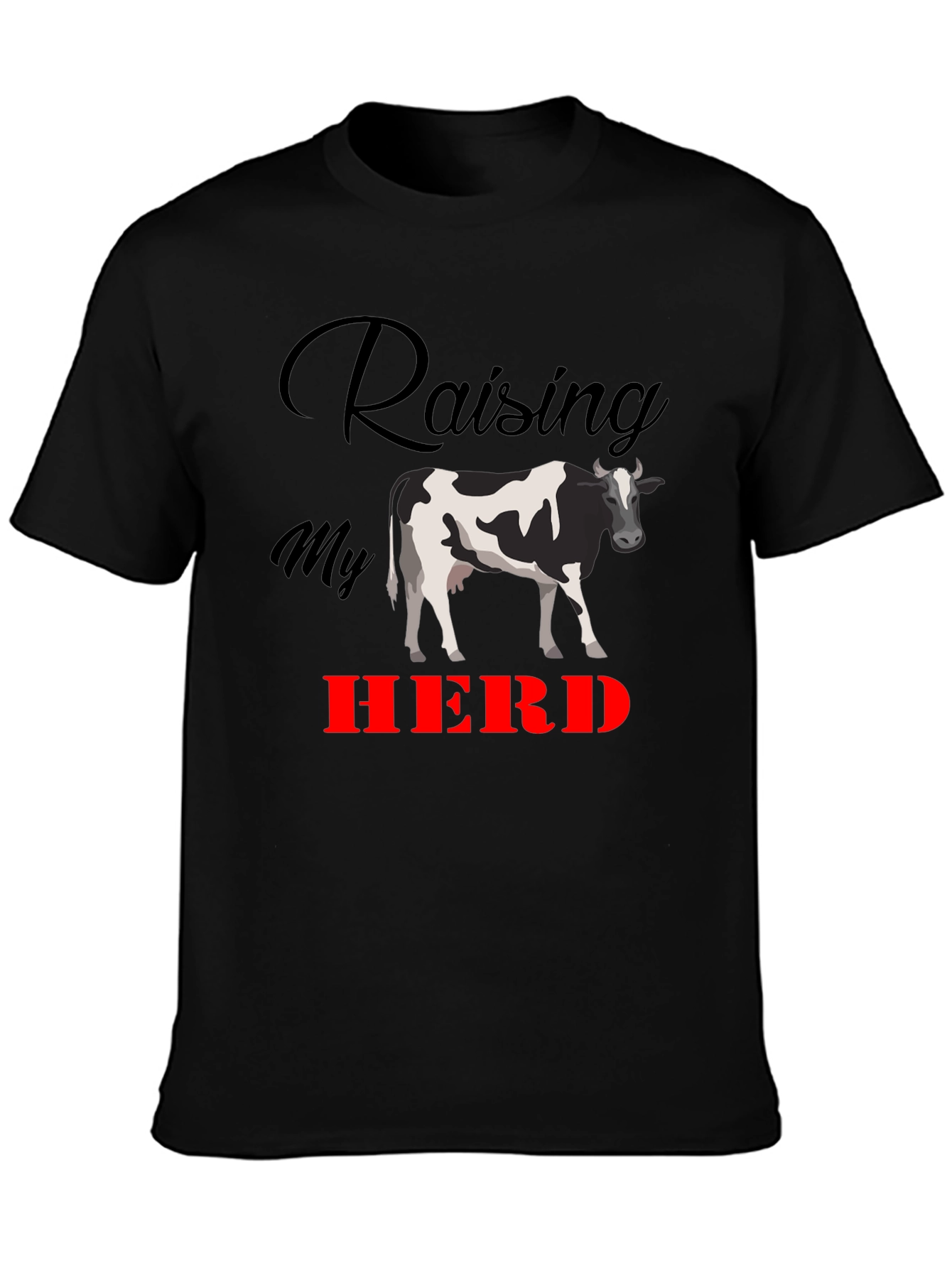 Raising My Herd Graphic Tee - Black Cotton T-Shirt