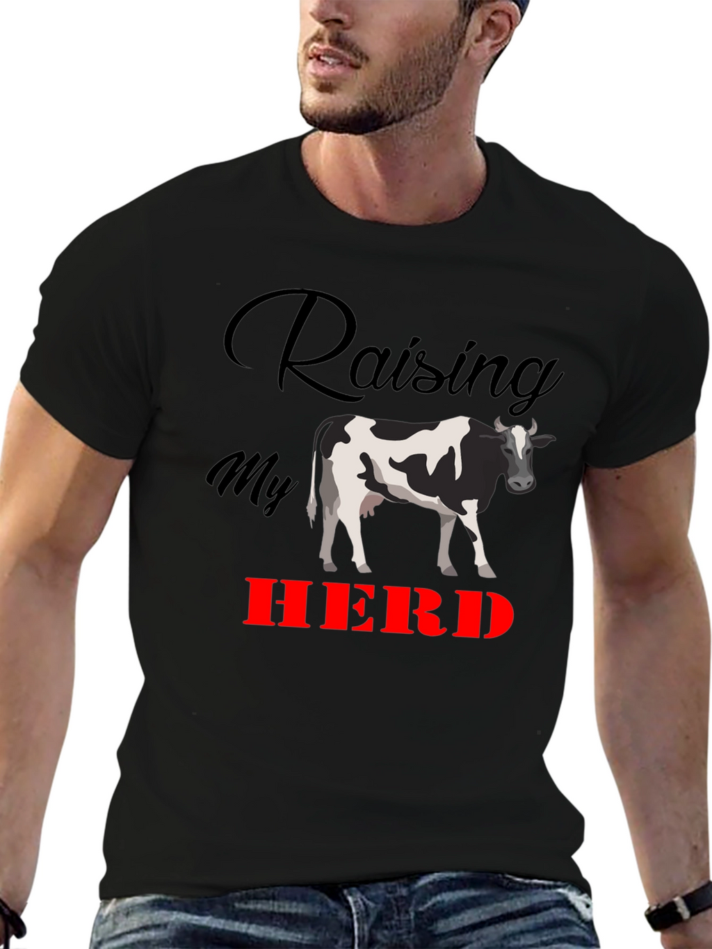 Raising My Herd Graphic Tee - Black Cotton T-Shirt
