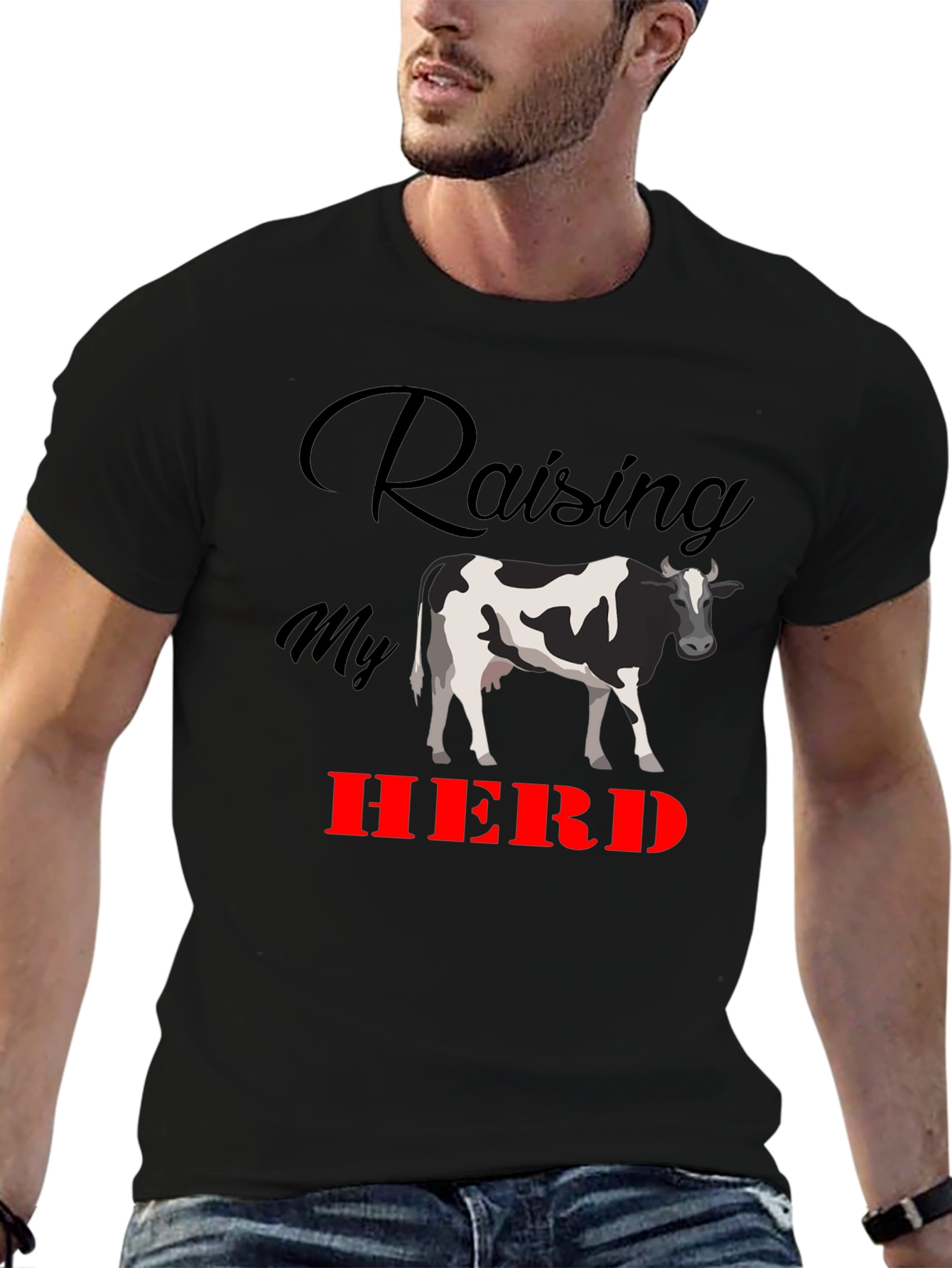 Raising My Herd Graphic Tee - Black Cotton T-Shirt