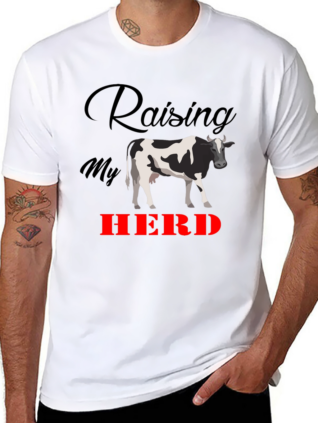 Raising My Herd Graphic Tee - Black Cotton T-Shirt