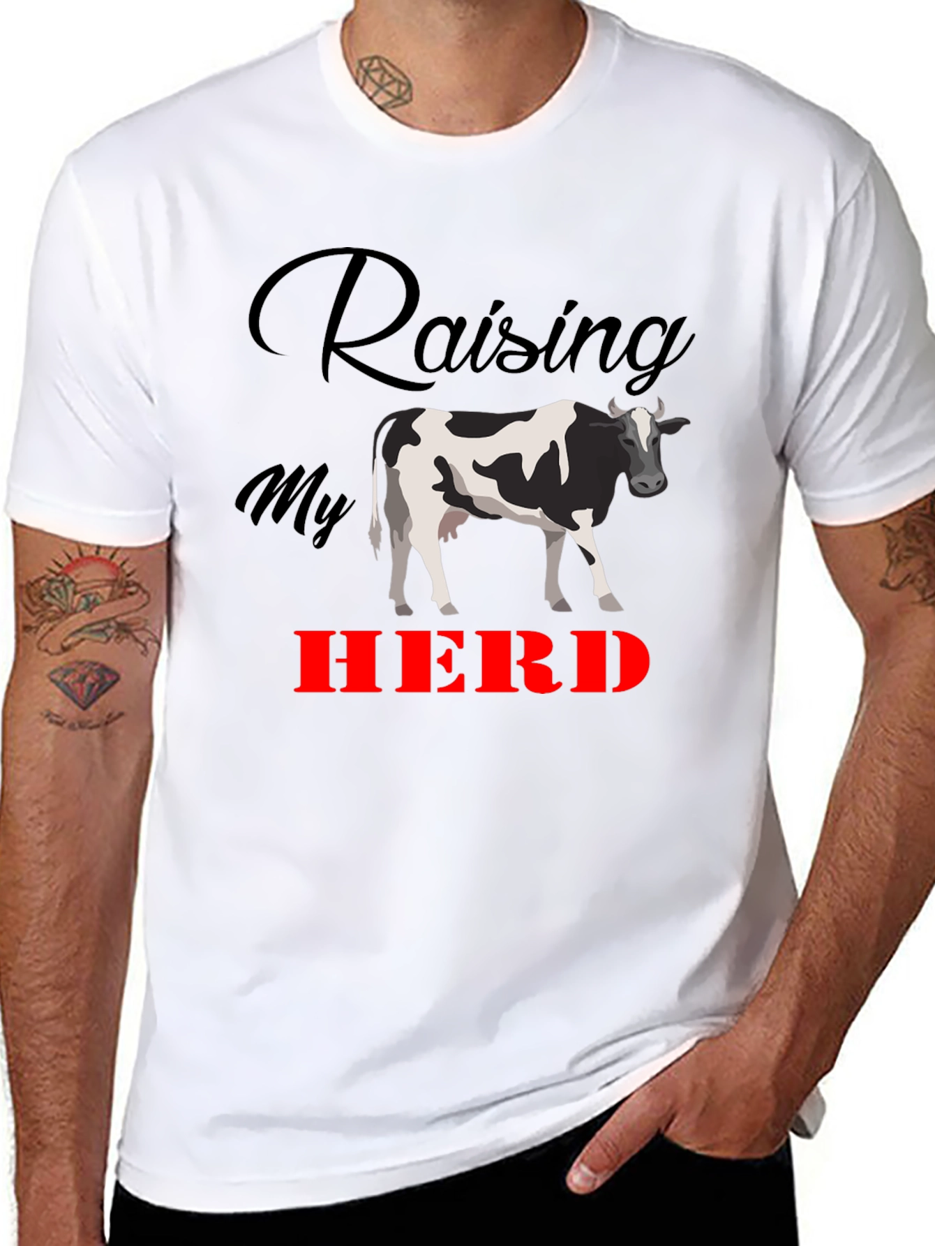 Raising My Herd Graphic Tee - Black Cotton T-Shirt