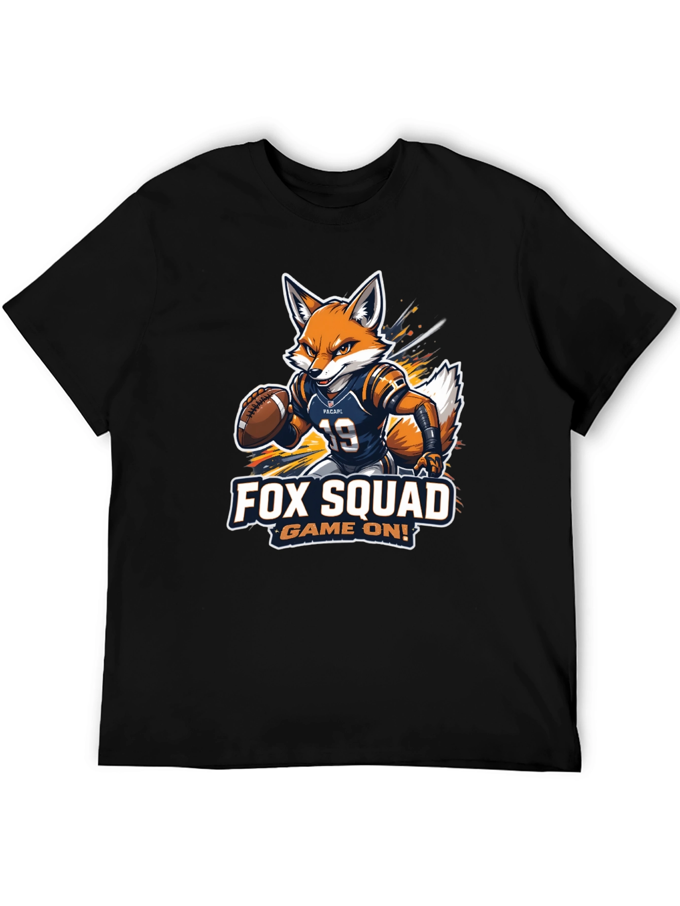 Fox Squad Football Game On! Black T-Shirt