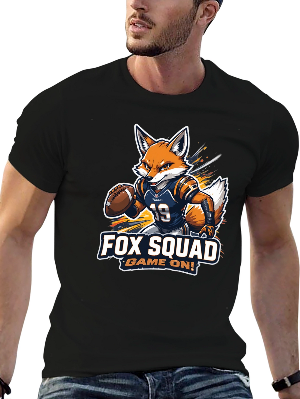 Fox Squad Football Game On! Black T-Shirt